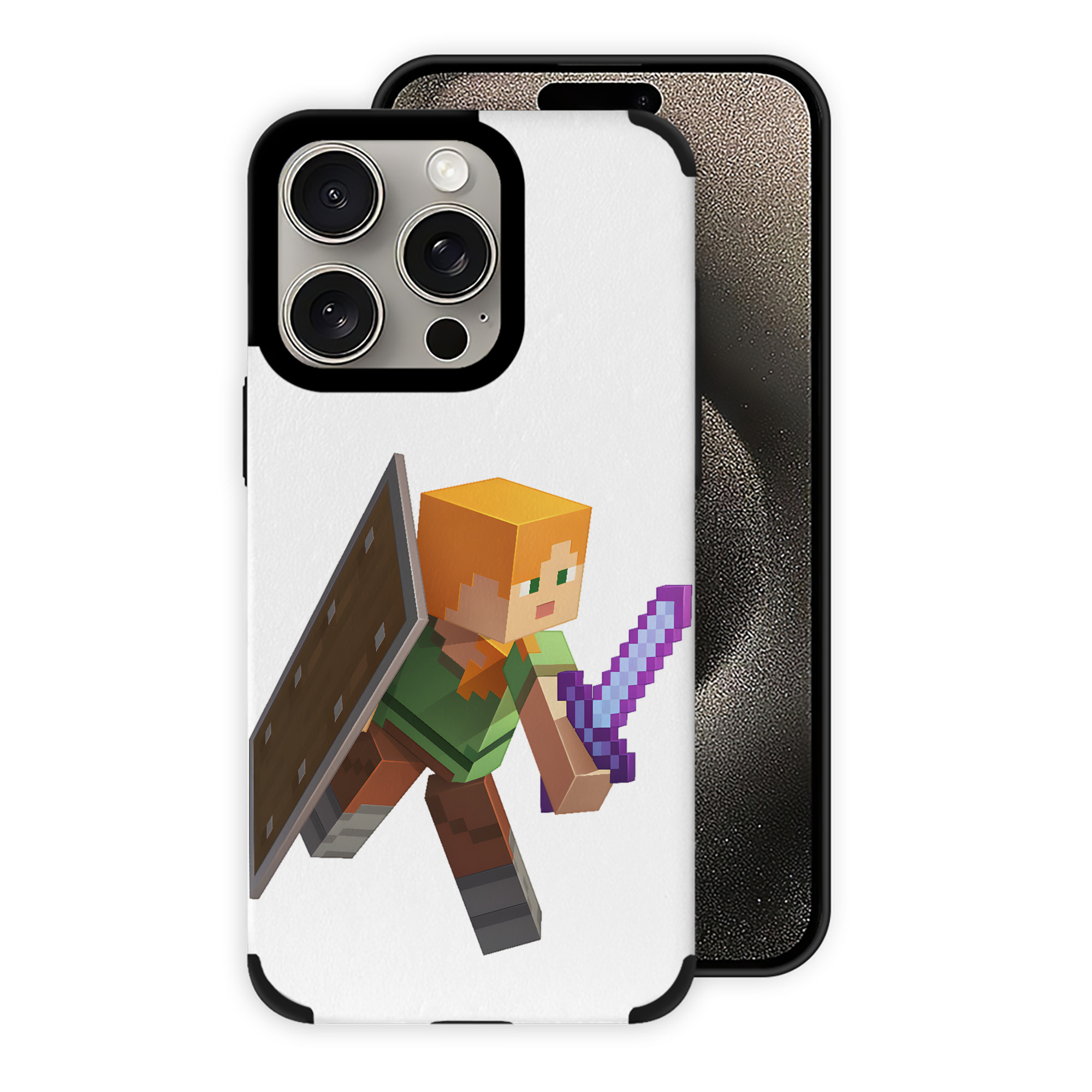 （画像用） マインクラフト ブロックの世界 Minecraft MC Block world 【iPhone15ProMax対応】 PUレザー スマホケース 耐衝撃＆黄変防止