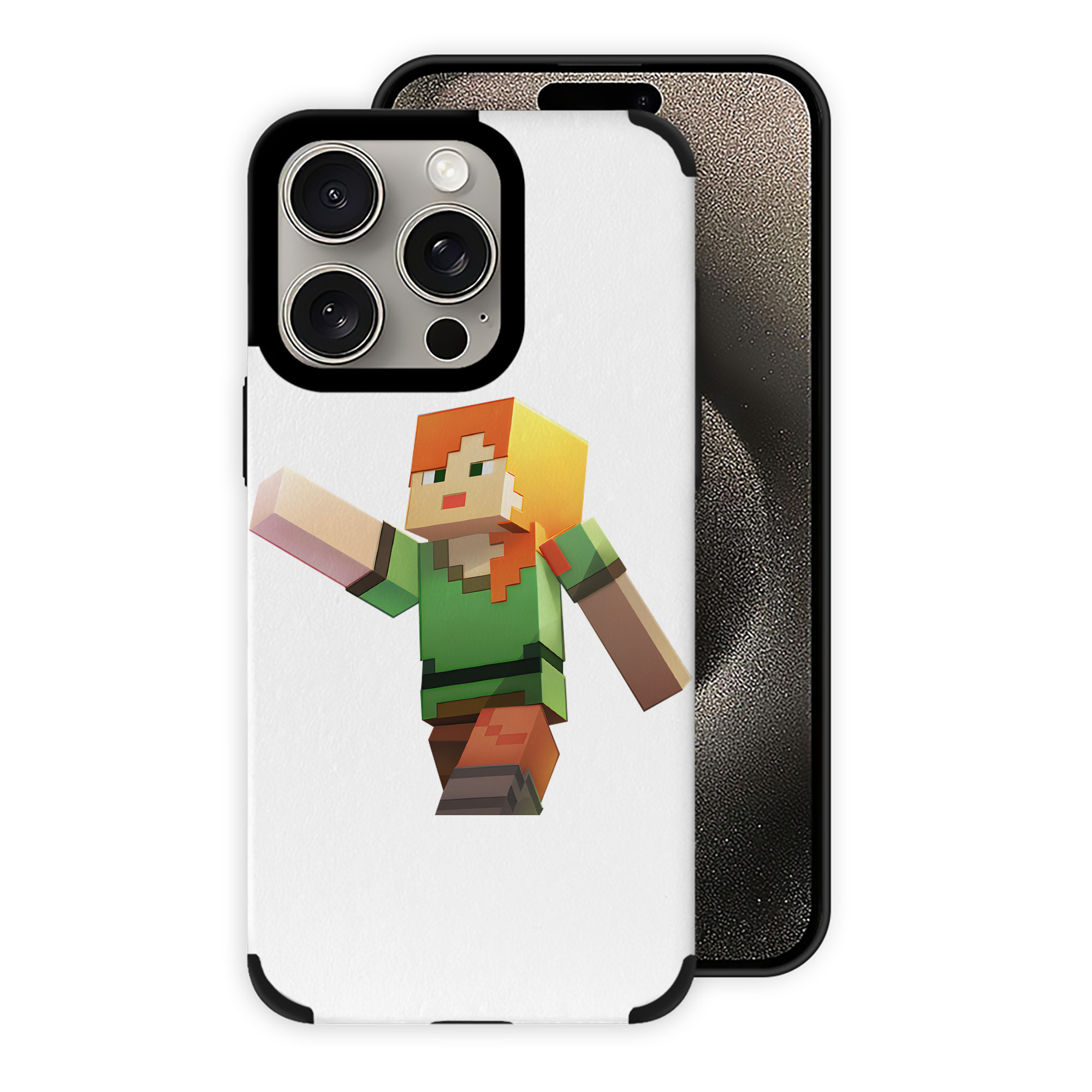 （画像用） マインクラフト ブロックの世界 Minecraft MC Block world 【iPhone15ProMax対応】 PUレザー スマホケース 耐衝撃＆黄変防止