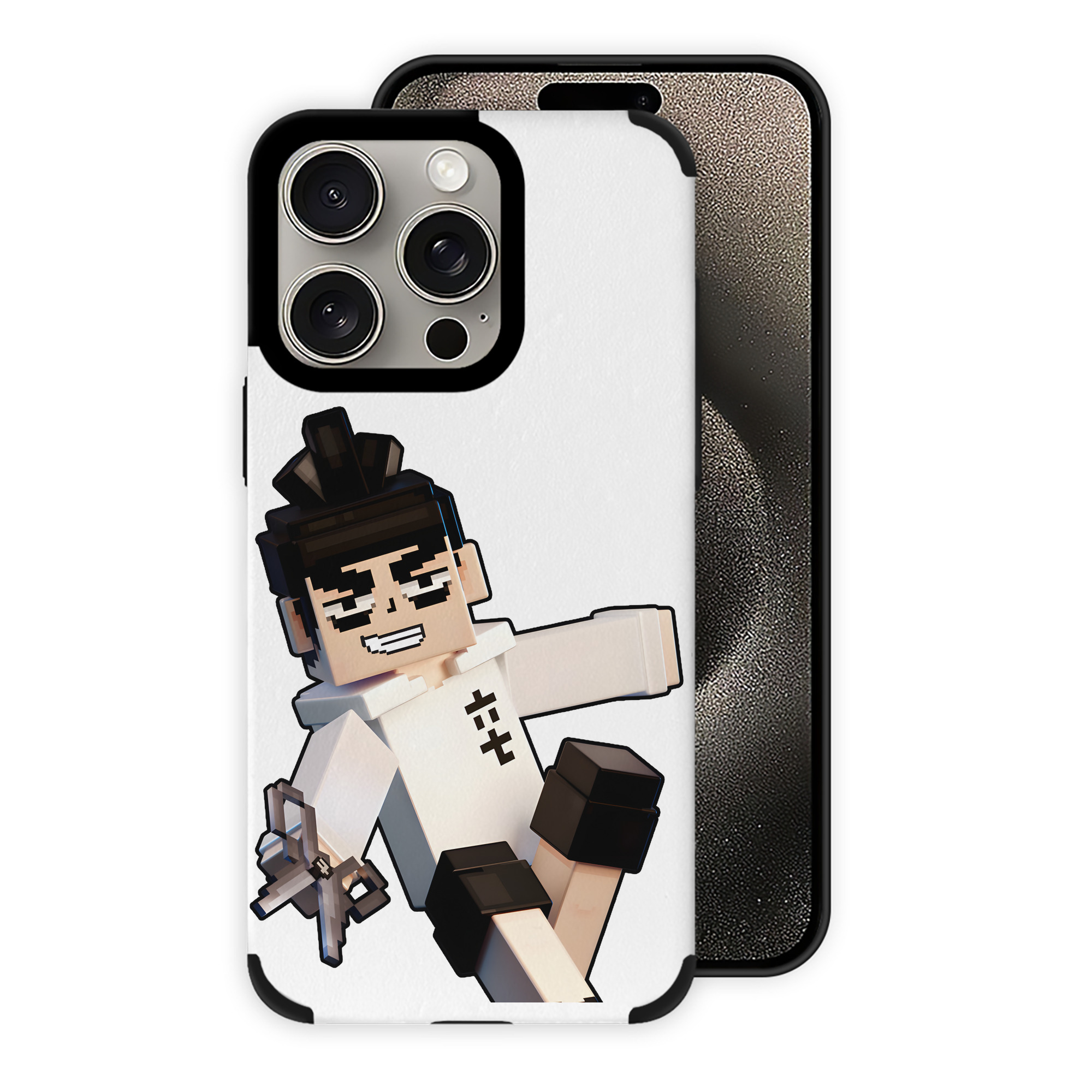 （画像用） マインクラフト ブロックの世界 Minecraft MC Block world 【iPhone15ProMax対応】 PUレザー スマホケース 耐衝撃＆黄変防止