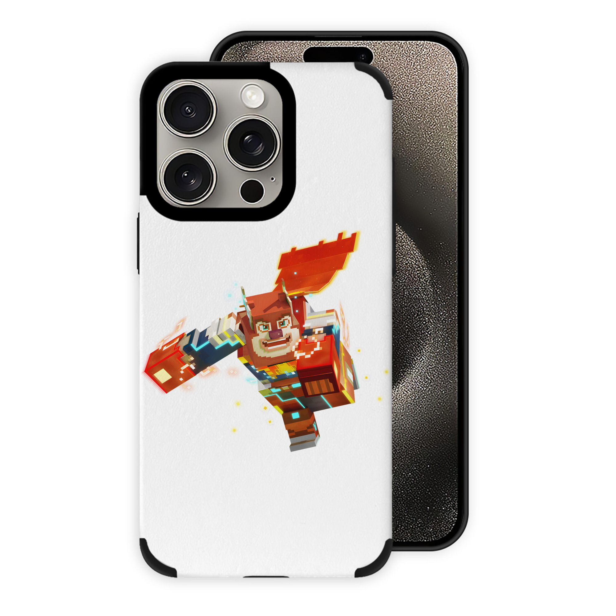 （画像用） マインクラフト ブロックの世界 Minecraft MC Block world 【iPhone15ProMax対応】 PUレザー スマホケース 耐衝撃＆黄変防止