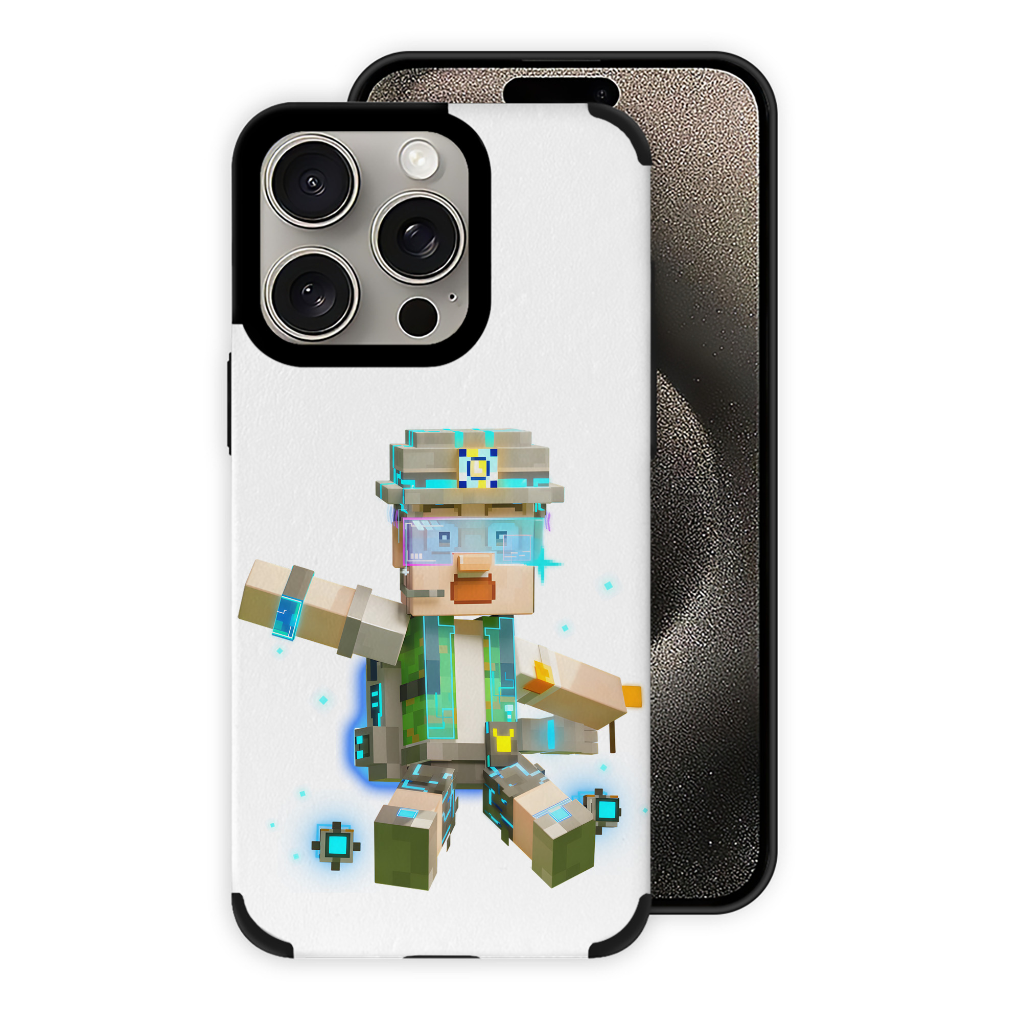 （画像用） マインクラフト ブロックの世界 Minecraft MC Block world 【iPhone15ProMax対応】 PUレザー スマホケース 耐衝撃＆黄変防止