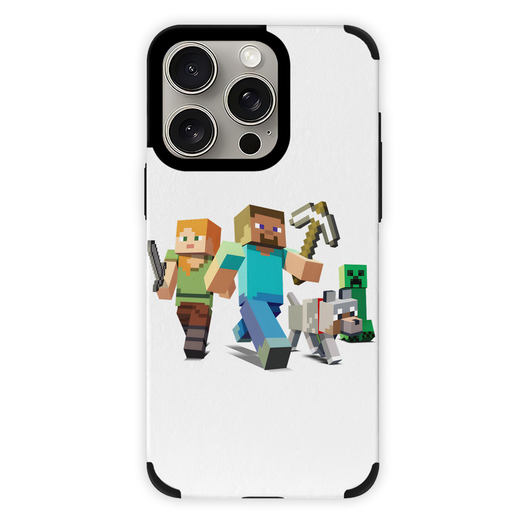 （画像用） マインクラフト ブロックの世界 Minecraft MC Block world 【iPhone15ProMax対応】 PUレザー スマホケース 耐衝撃＆黄変防止
