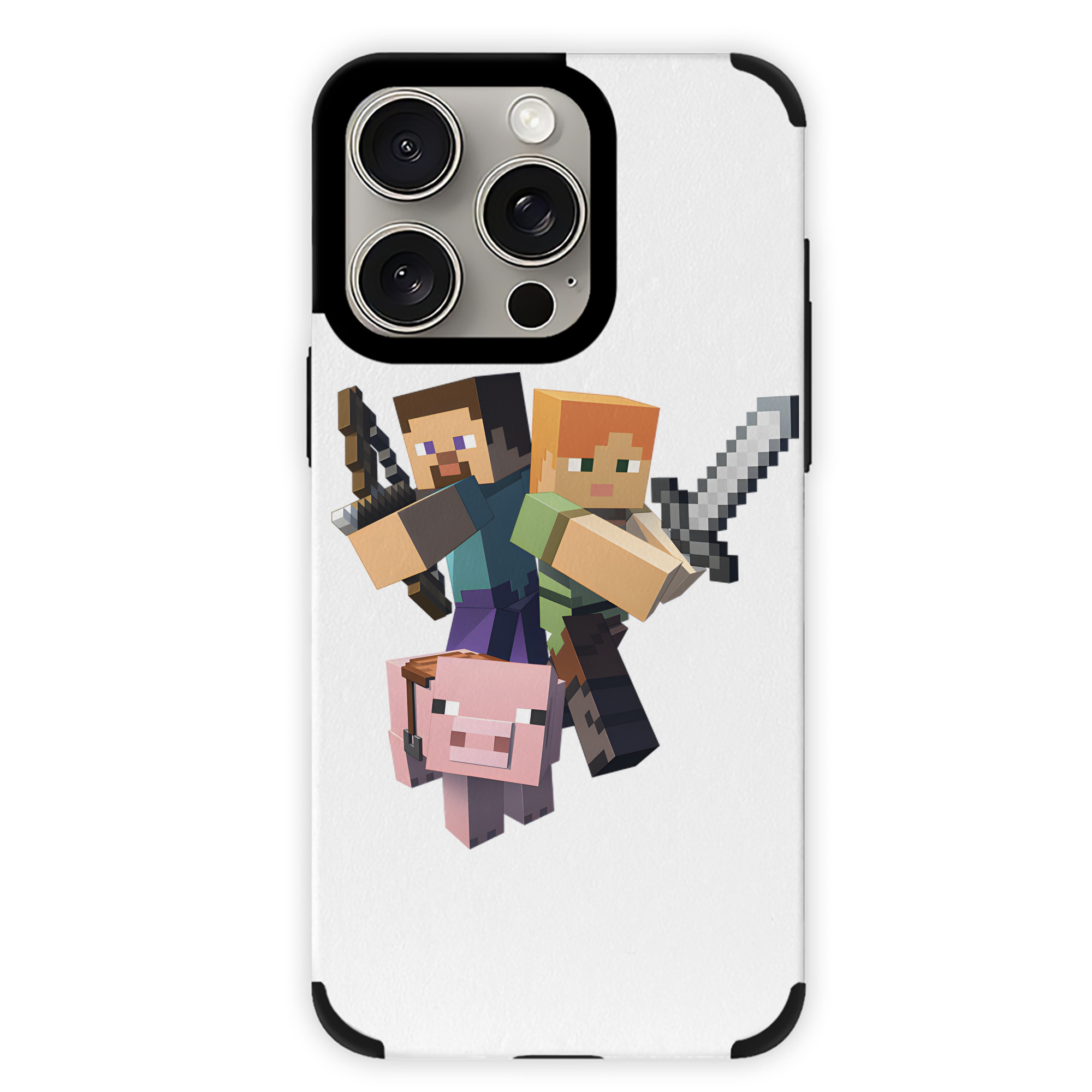 （画像用） マインクラフト ブロックの世界 Minecraft MC Block world 【iPhone15ProMax対応】 PUレザー スマホケース 耐衝撃＆黄変防止