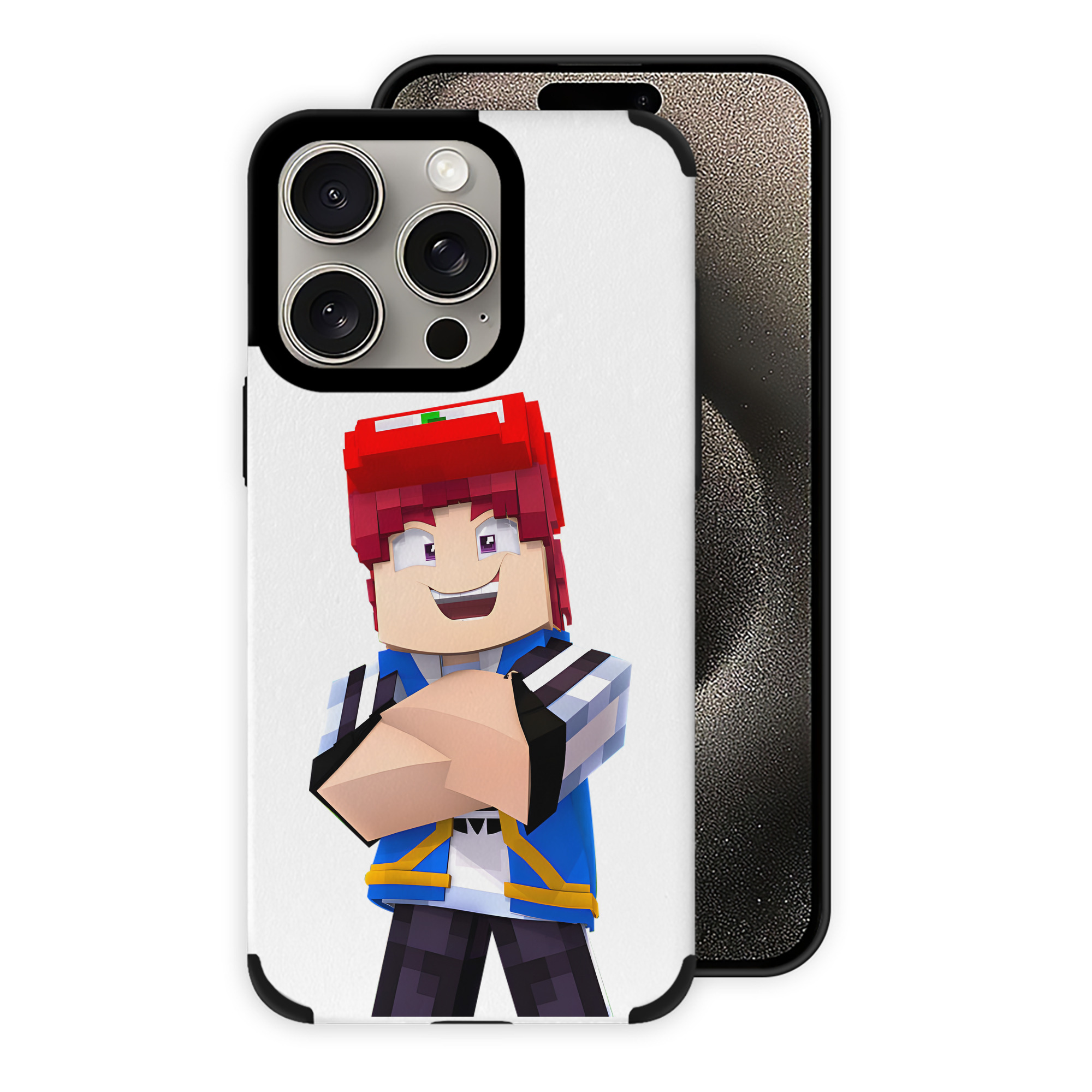 （画像用） マインクラフト ブロックの世界 Minecraft MC Block world 【iPhone15ProMax対応】 PUレザー スマホケース 耐衝撃＆黄変防止