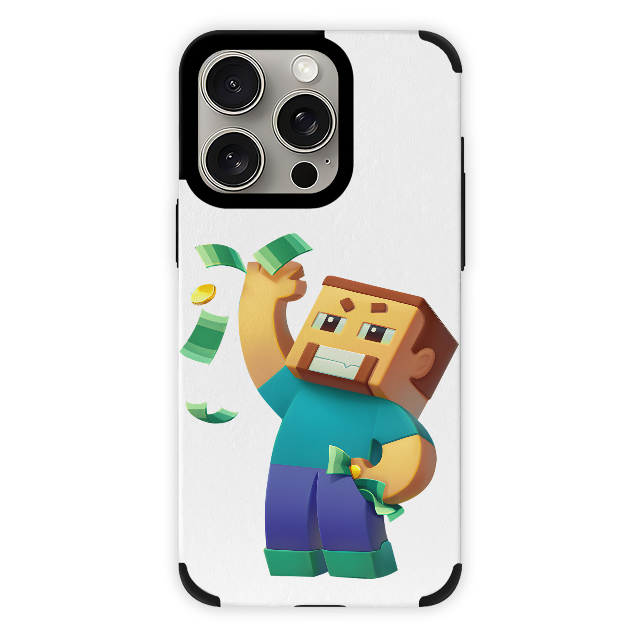 （画像用） マインクラフト ブロックの世界 Minecraft MC Block world 【iPhone15ProMax対応】 PUレザー スマホケース 耐衝撃＆黄変防止