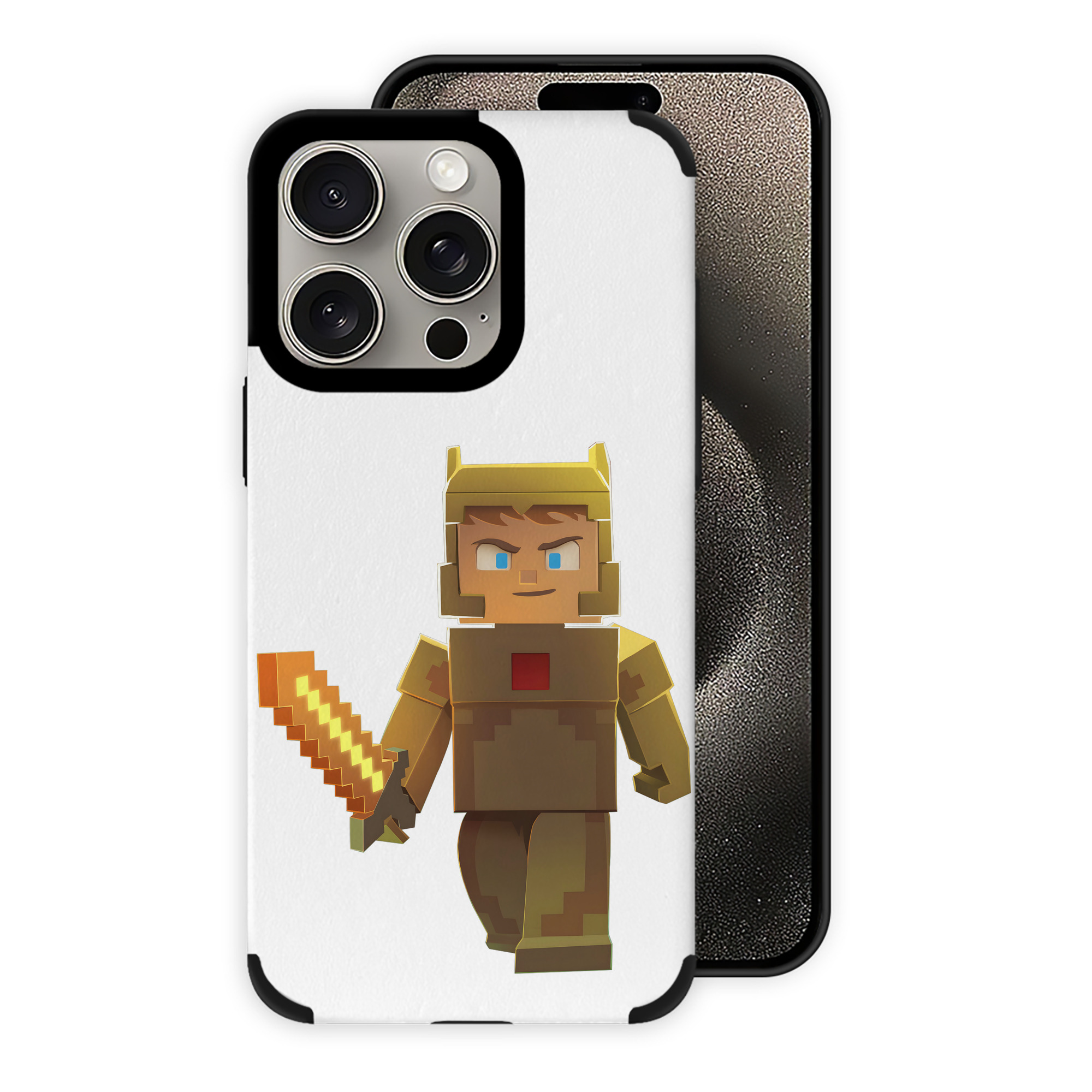 （画像用） マインクラフト ブロックの世界 Minecraft MC Block world 【iPhone15ProMax対応】 PUレザー スマホケース 耐衝撃＆黄変防止
