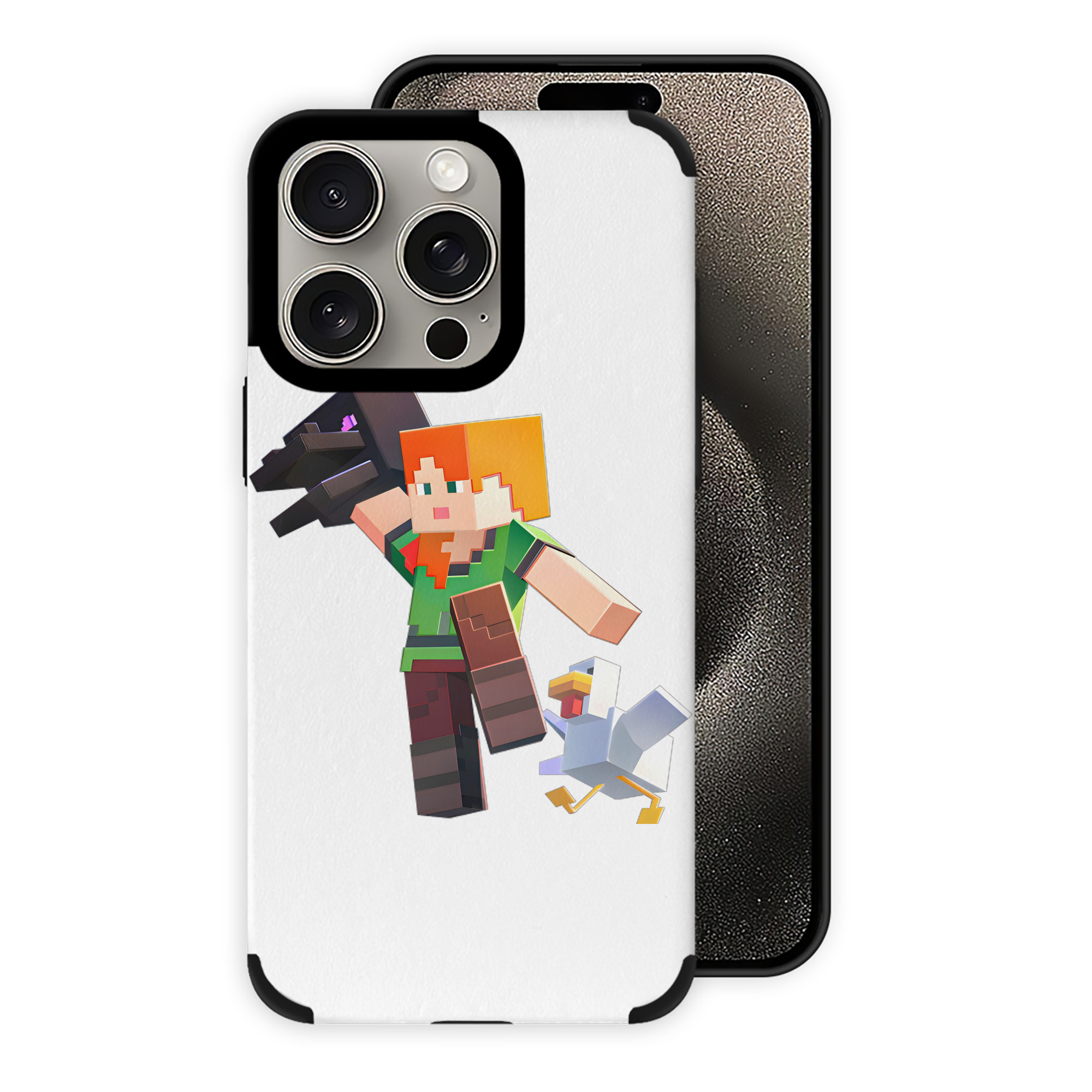 （画像用） マインクラフト ブロックの世界 Minecraft MC Block world 【iPhone15ProMax対応】 PUレザー スマホケース 耐衝撃＆黄変防止