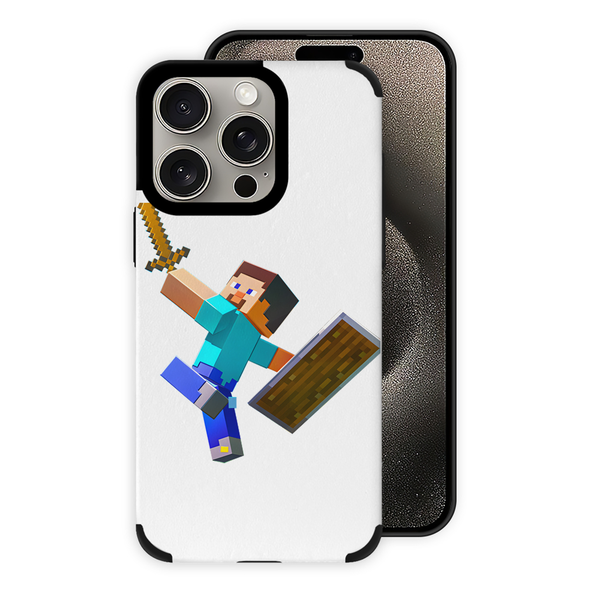 （画像用） マインクラフト ブロックの世界 Minecraft MC Block world 【iPhone15ProMax対応】 PUレザー スマホケース 耐衝撃＆黄変防止