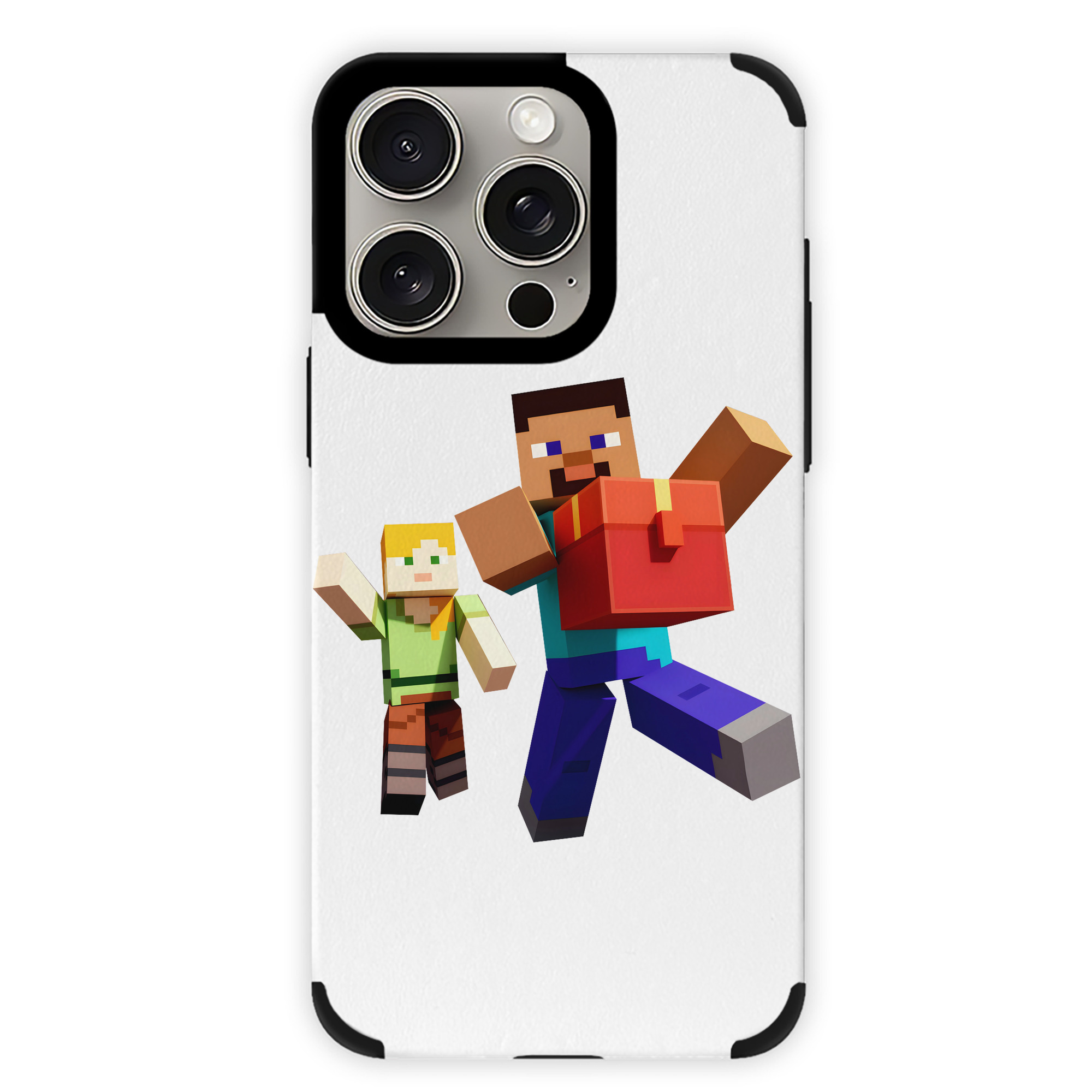（画像用） マインクラフト ブロックの世界 Minecraft MC Block world 【iPhone15ProMax対応】 PUレザー スマホケース 耐衝撃＆黄変防止