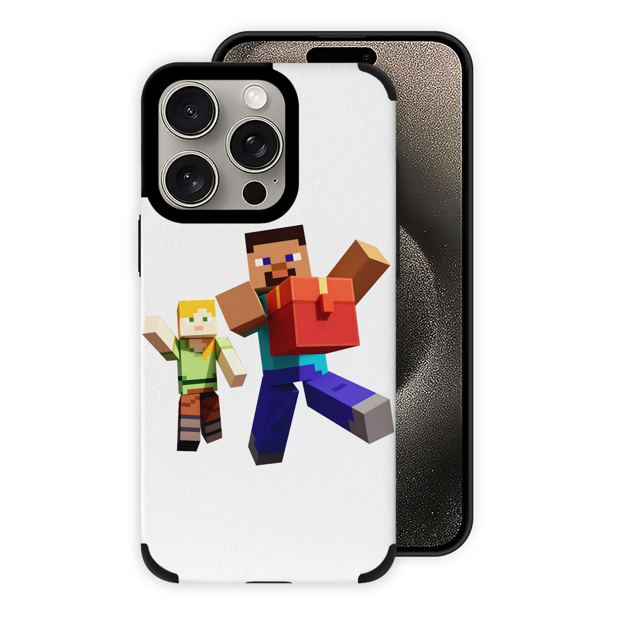 （画像用） マインクラフト ブロックの世界 Minecraft MC Block world 【iPhone15ProMax対応】 PUレザー スマホケース 耐衝撃＆黄変防止
