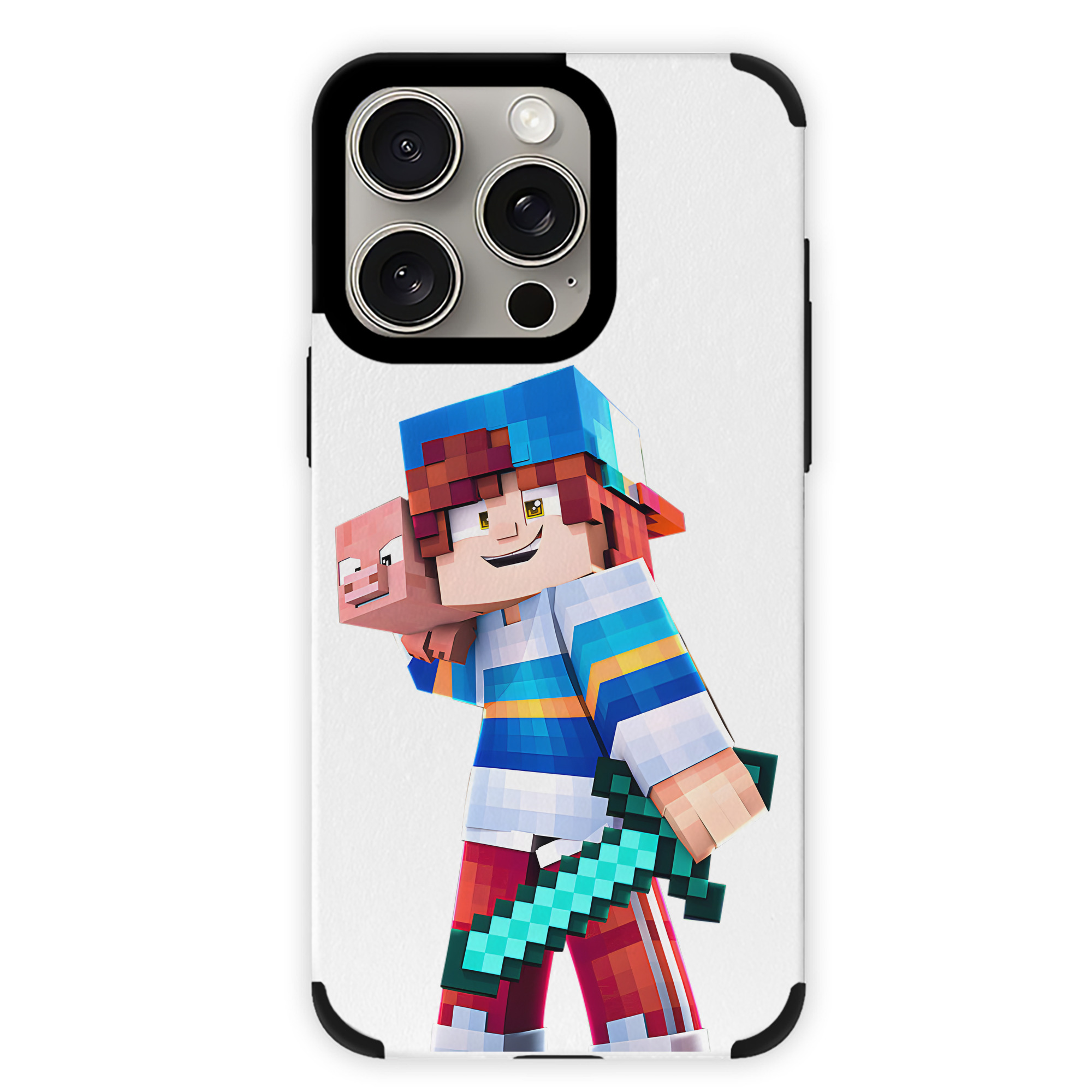 （画像用） マインクラフト ブロックの世界 Minecraft MC Block world 【iPhone15ProMax対応】 PUレザー スマホケース 耐衝撃＆黄変防止