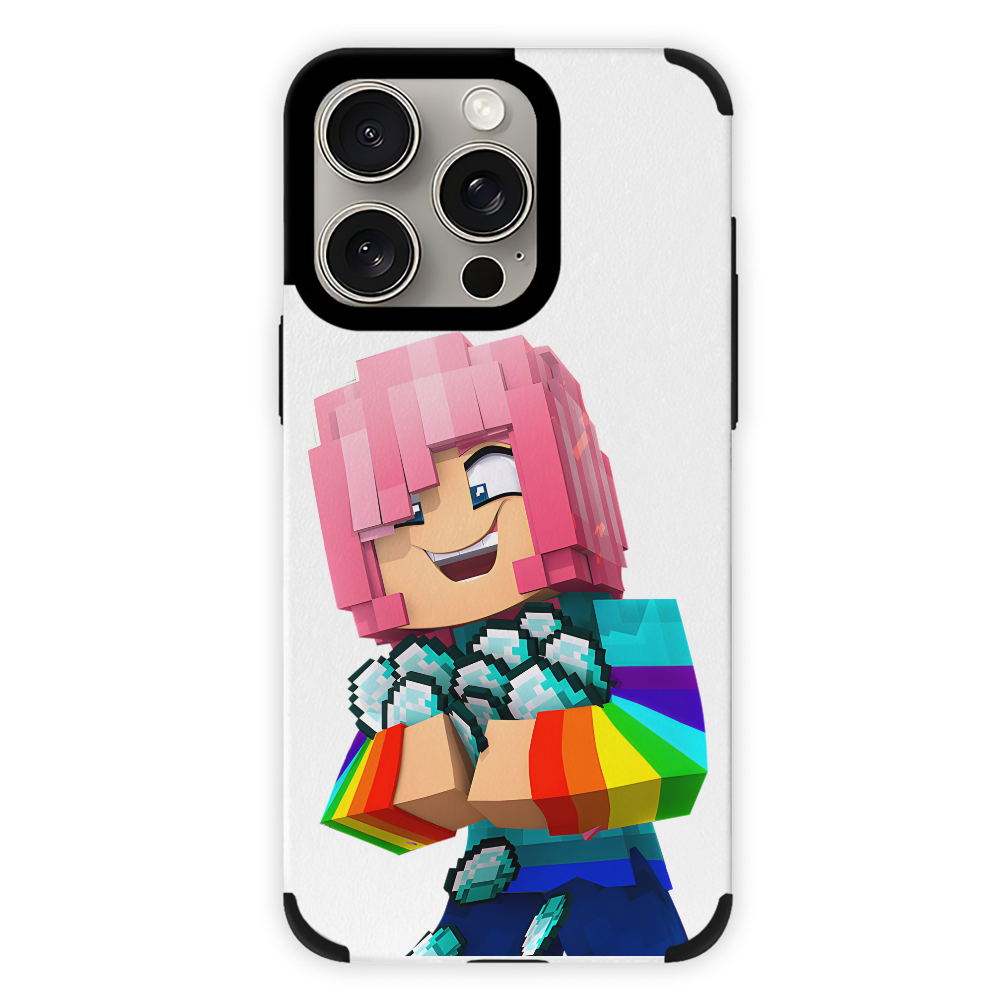 （画像用） マインクラフト ブロックの世界 Minecraft MC Block world 【iPhone15ProMax対応】 PUレザー スマホケース 耐衝撃＆黄変防止