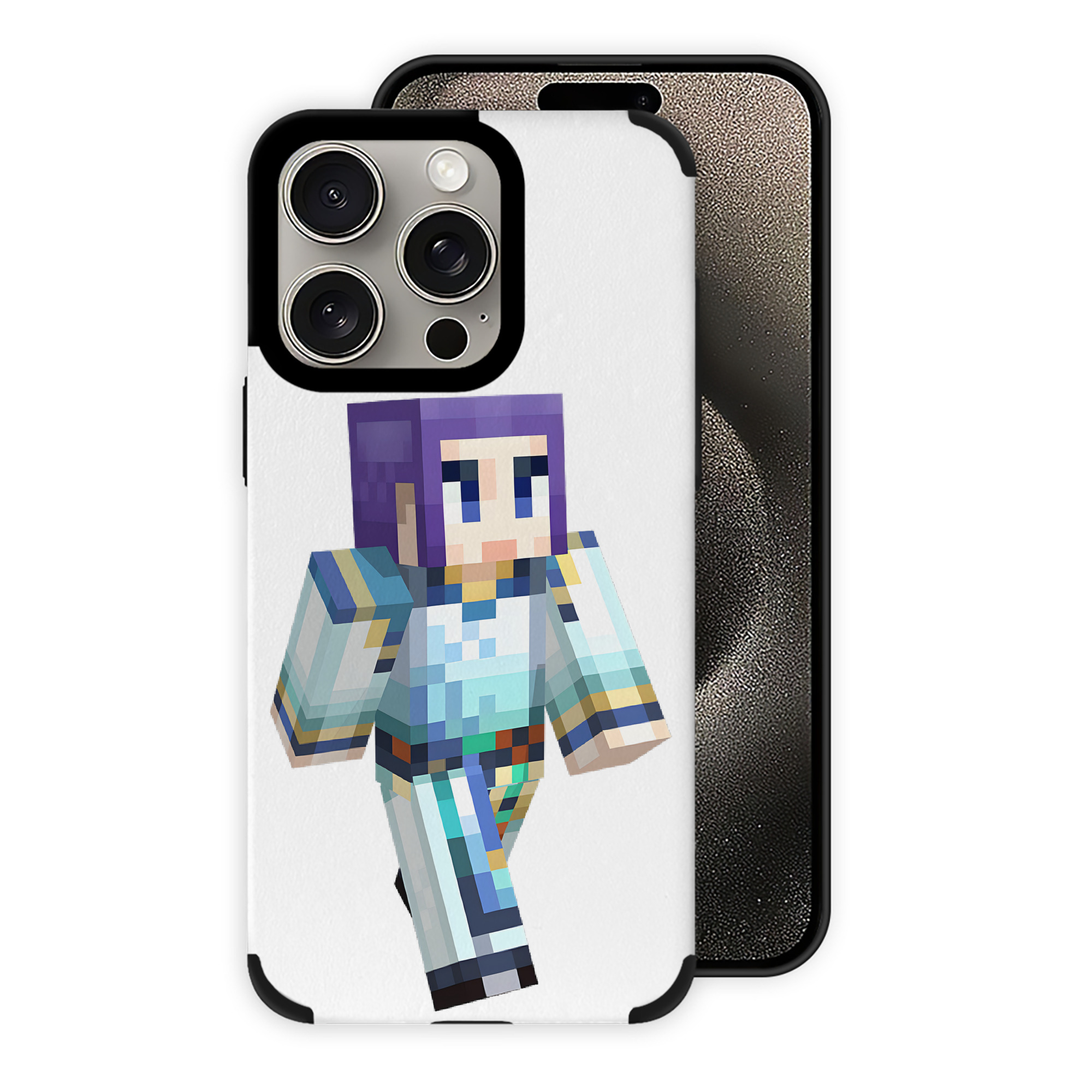 （画像用） マインクラフト ブロックの世界 Minecraft MC Block world 【iPhone15ProMax対応】 PUレザー スマホケース 耐衝撃＆黄変防止