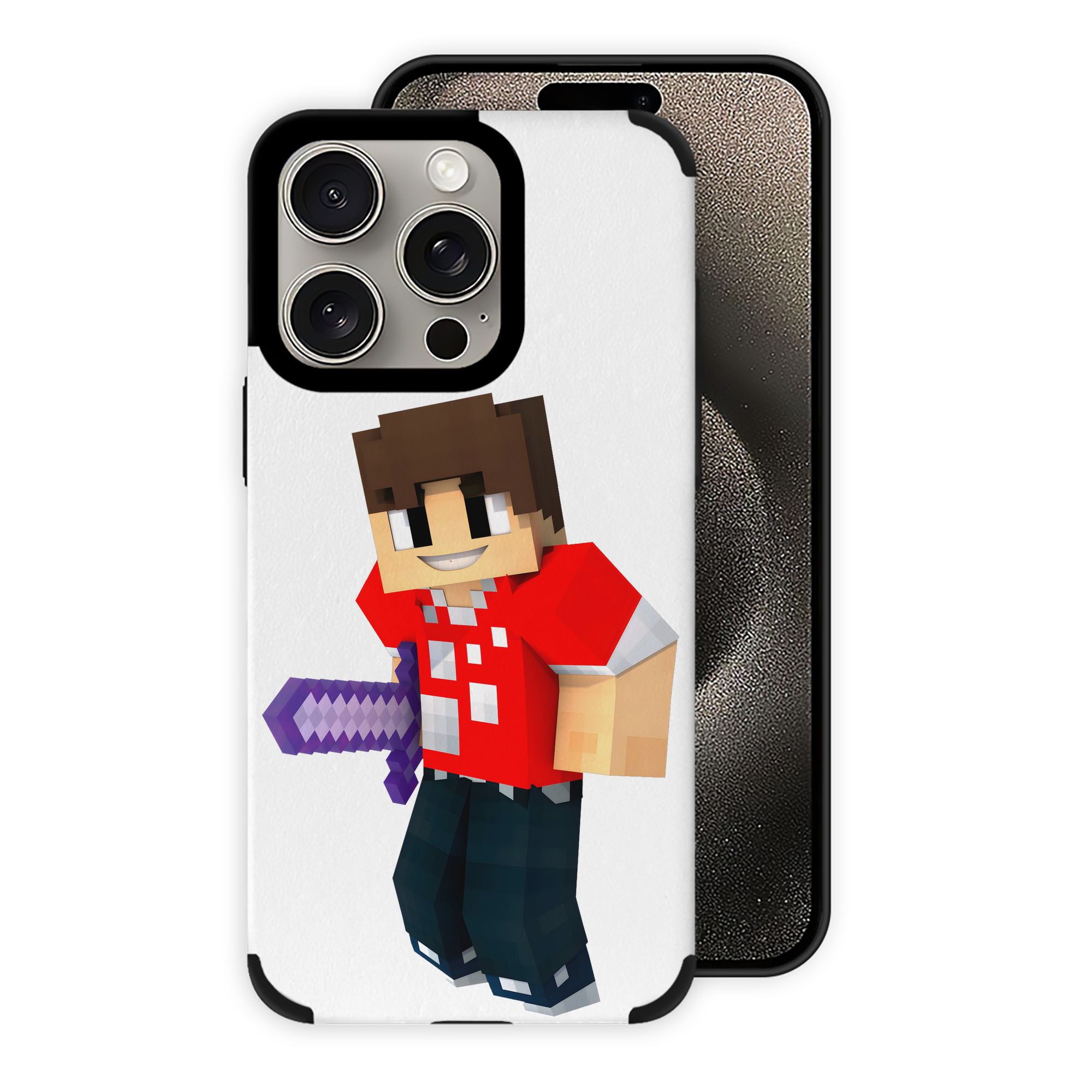 （画像用） マインクラフト ブロックの世界 Minecraft MC Block world 【iPhone15ProMax対応】 PUレザー スマホケース 耐衝撃＆黄変防止