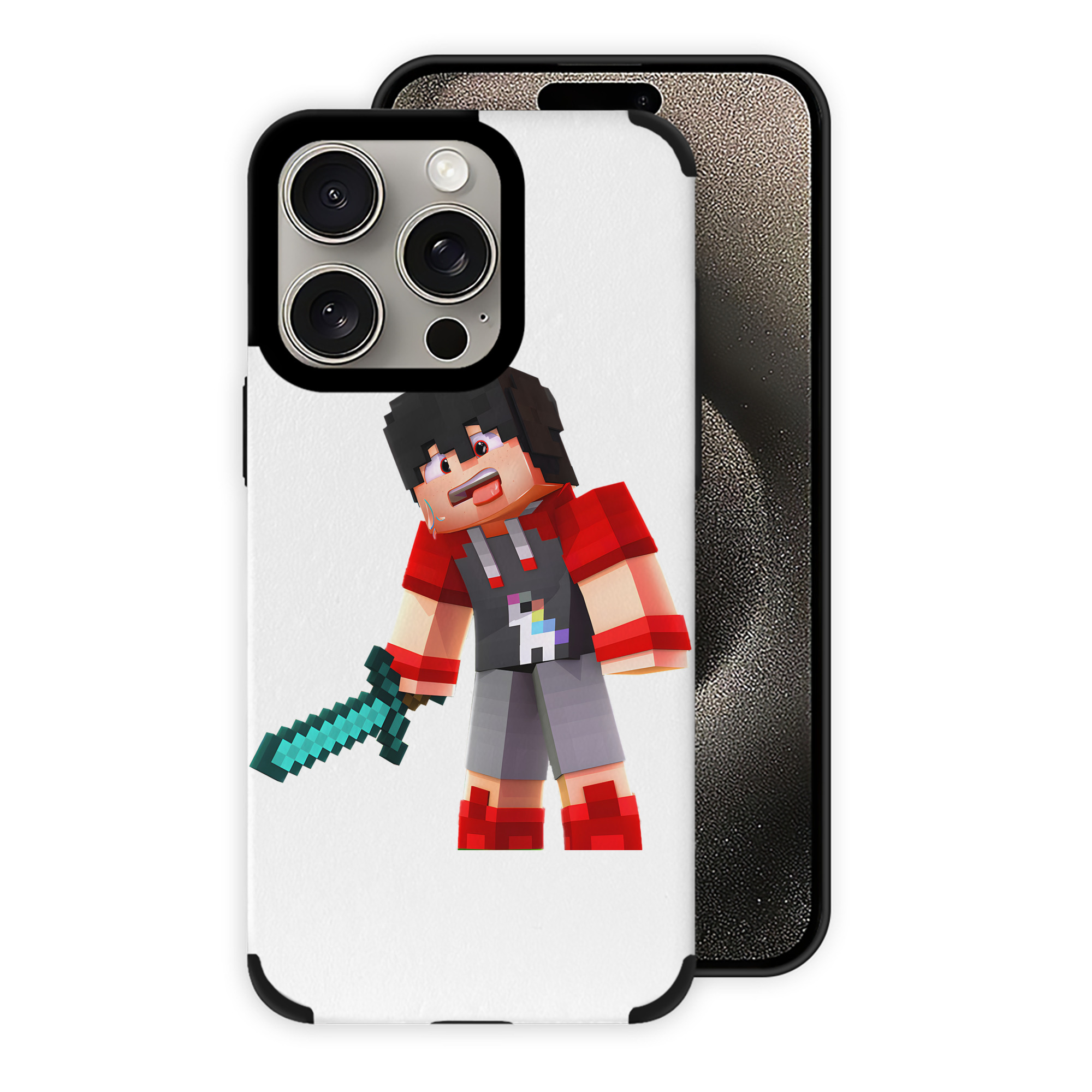 （画像用） マインクラフト ブロックの世界 Minecraft MC Block world 【iPhone15ProMax対応】 PUレザー スマホケース 耐衝撃＆黄変防止