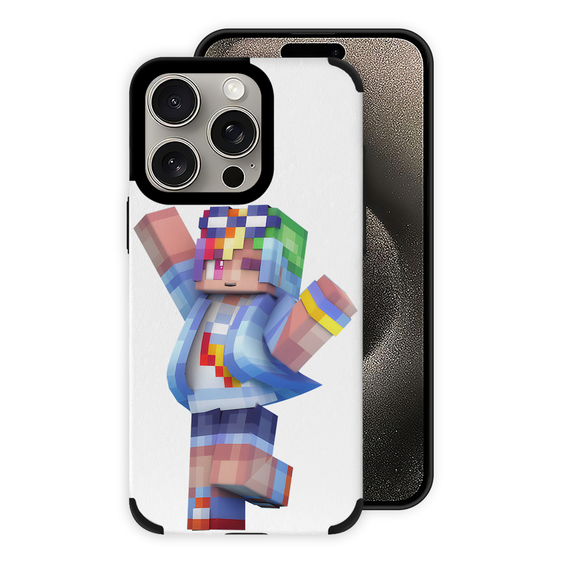 （画像用） マインクラフト ブロックの世界 Minecraft MC Block world 【iPhone15ProMax対応】 PUレザー スマホケース 耐衝撃＆黄変防止