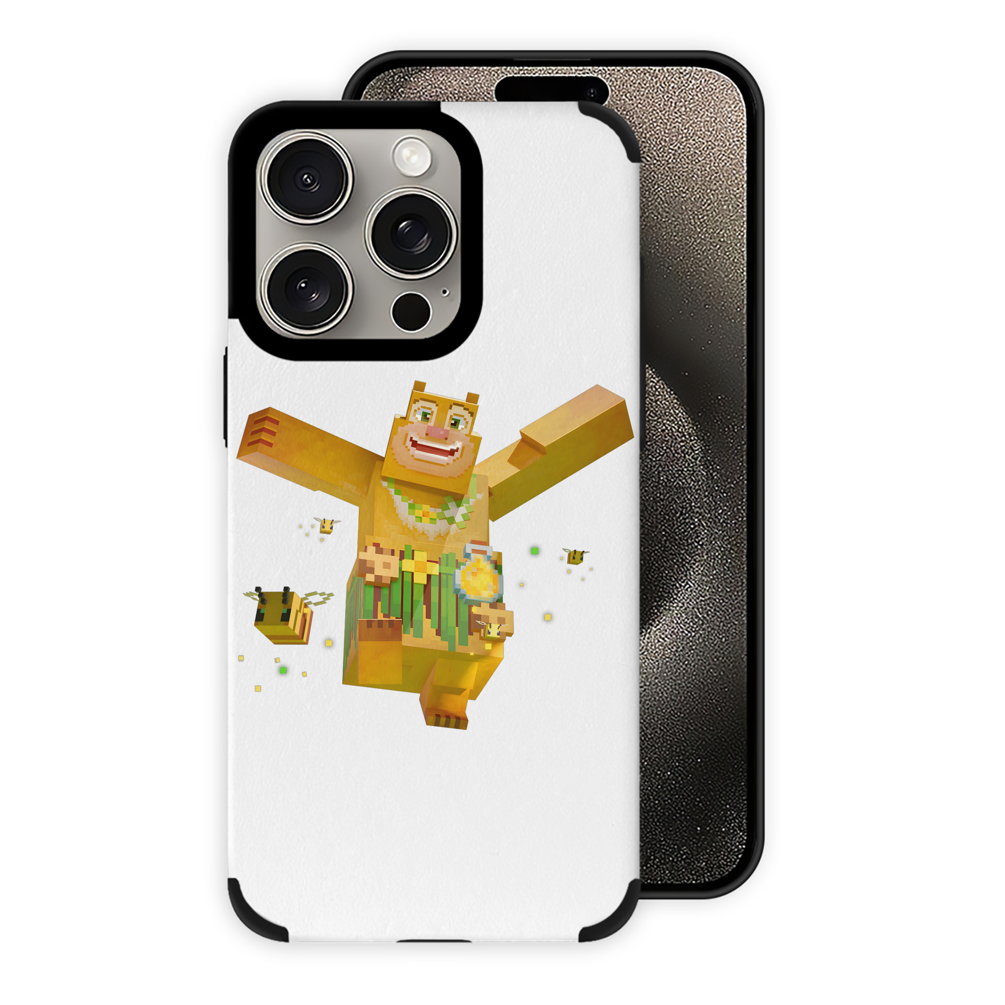 （画像用） マインクラフト ブロックの世界 Minecraft MC Block world 【iPhone15ProMax対応】 PUレザー スマホケース 耐衝撃＆黄変防止