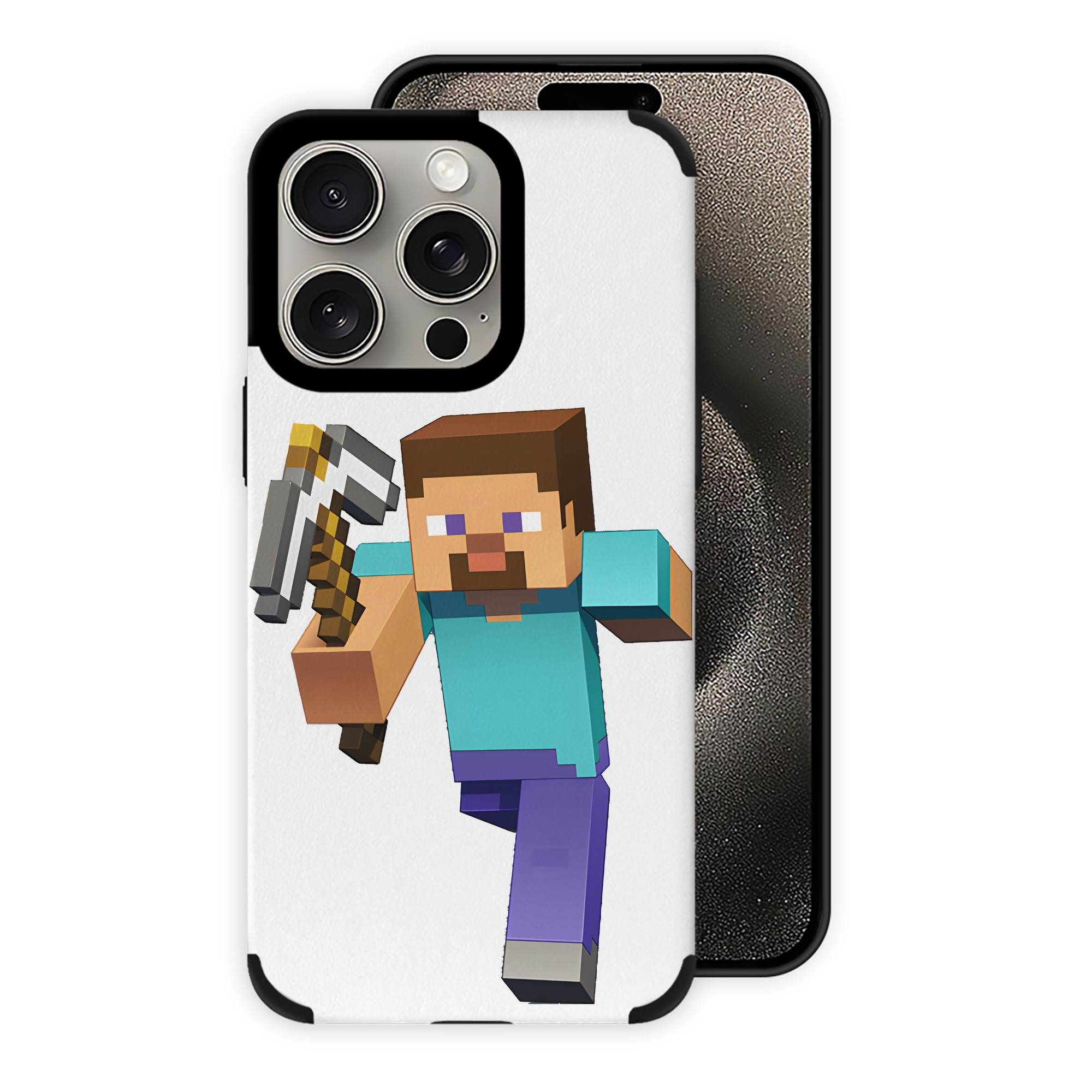 （画像用） マインクラフト ブロックの世界 Minecraft MC Block world 【iPhone15ProMax対応】 PUレザー スマホケース 耐衝撃＆黄変防止