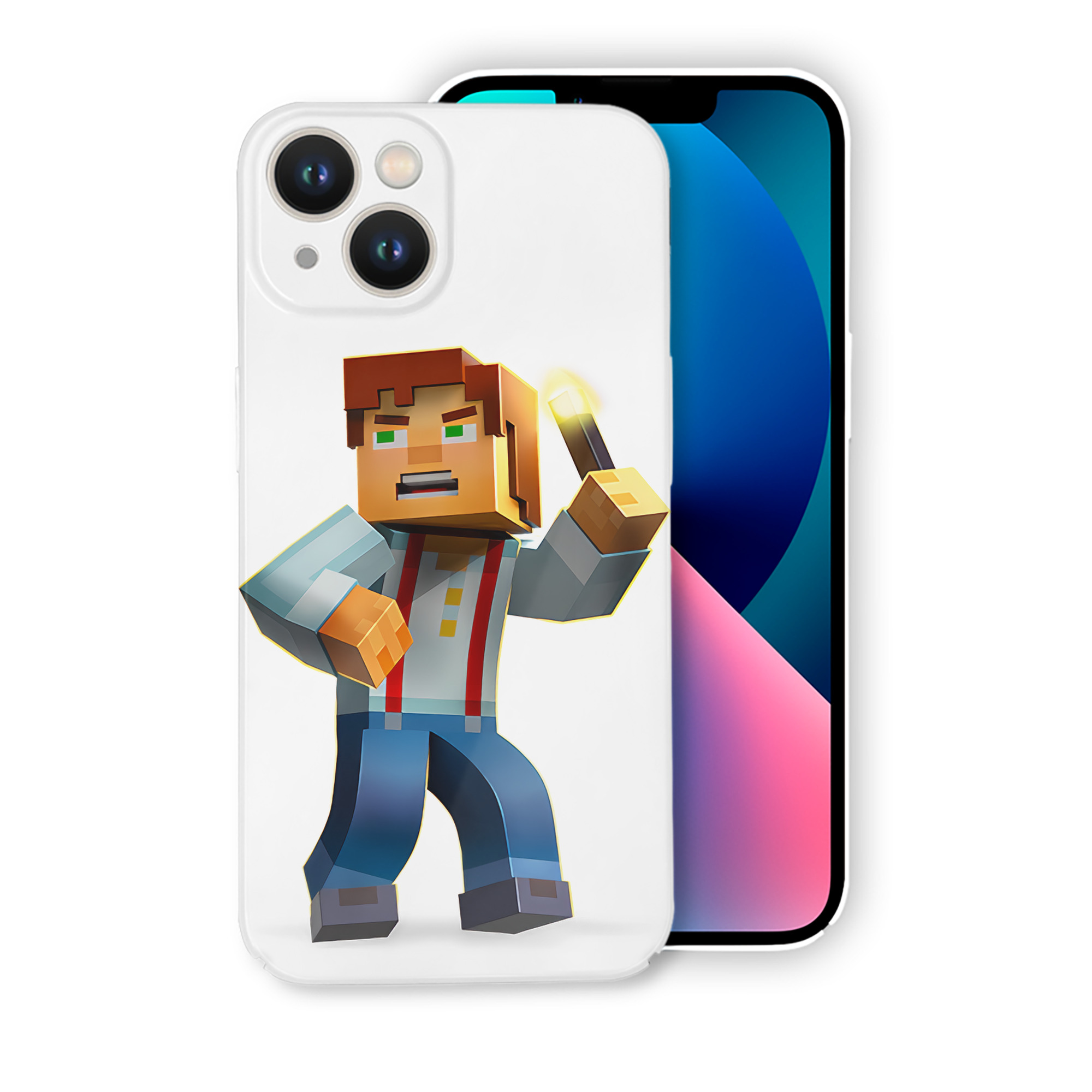（画像用） マインクラフト ブロックの世界 Minecraft MC Block world 【iPhone 14シリーズ対応】ハードケース