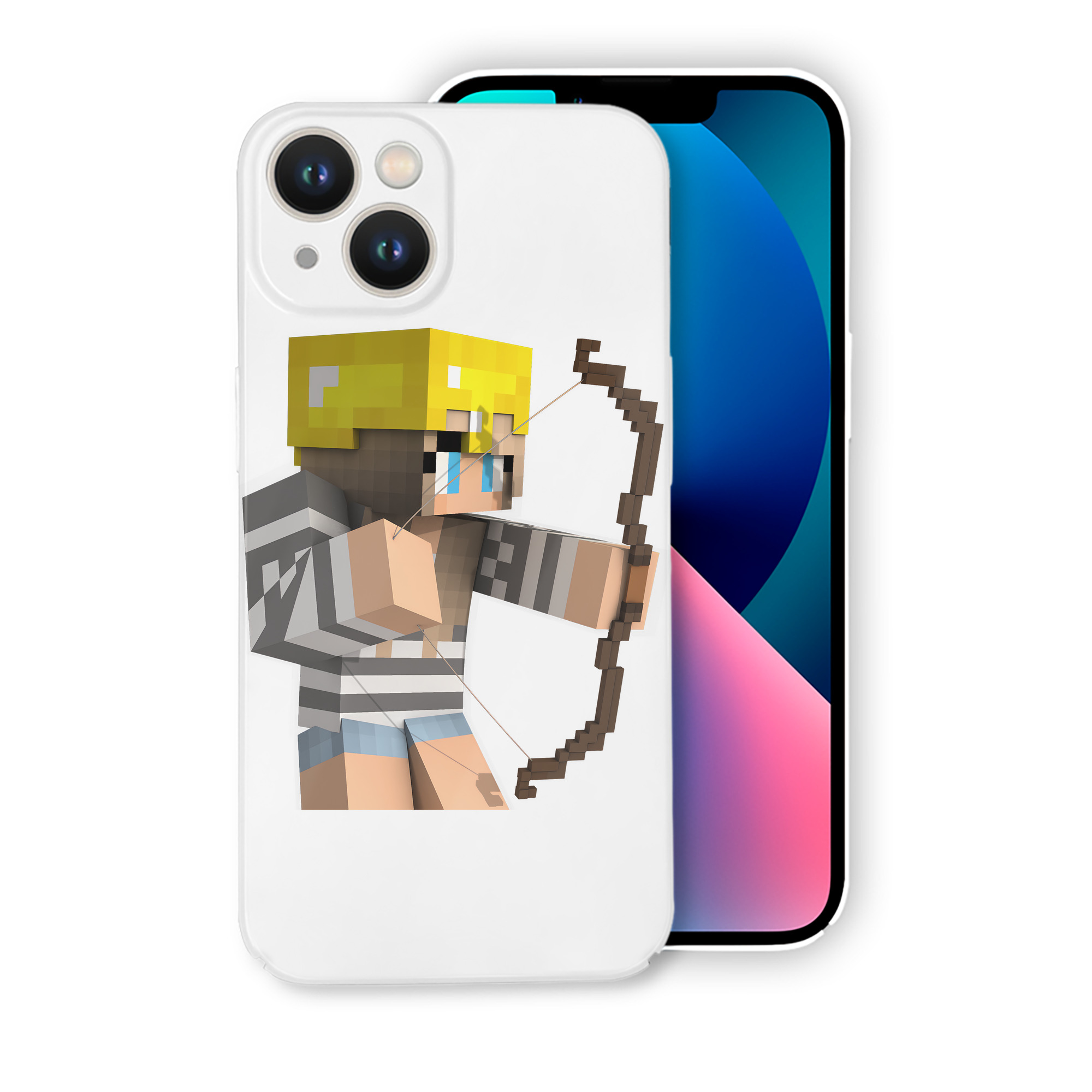 （画像用） マインクラフト ブロックの世界 Minecraft MC Block world 【iPhone 14シリーズ対応】ハードケース