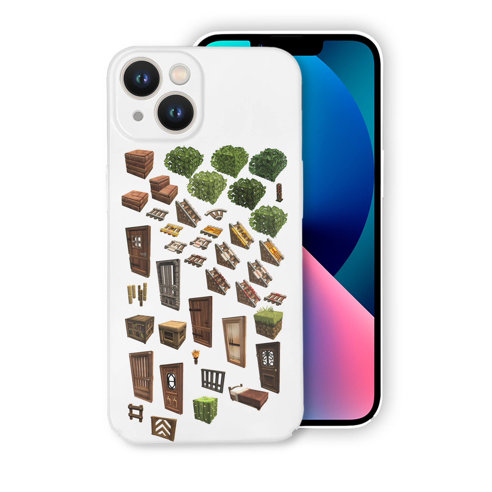 （画像用） マインクラフト ブロックの世界 Minecraft MC Block world 【iPhone 14シリーズ対応】ハードケース