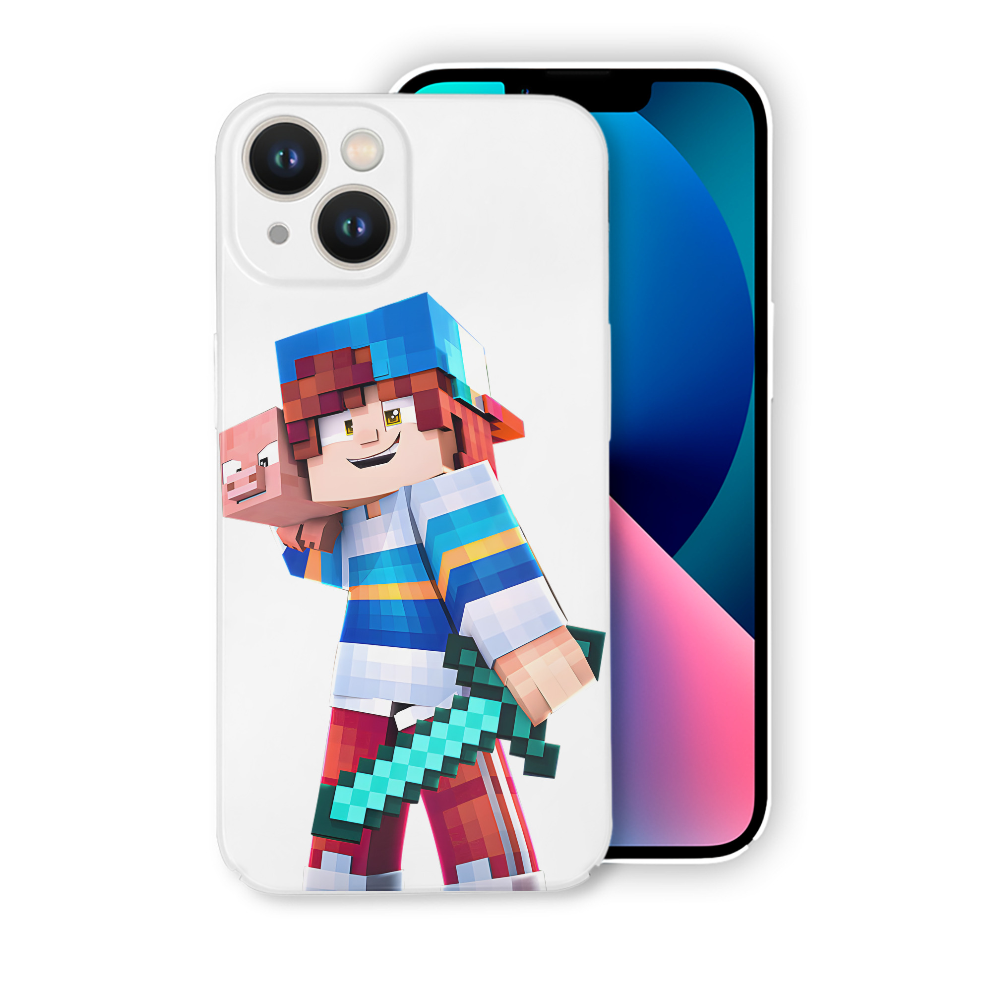 （画像用） マインクラフト ブロックの世界 Minecraft MC Block world 【iPhone 14シリーズ対応】ハードケース