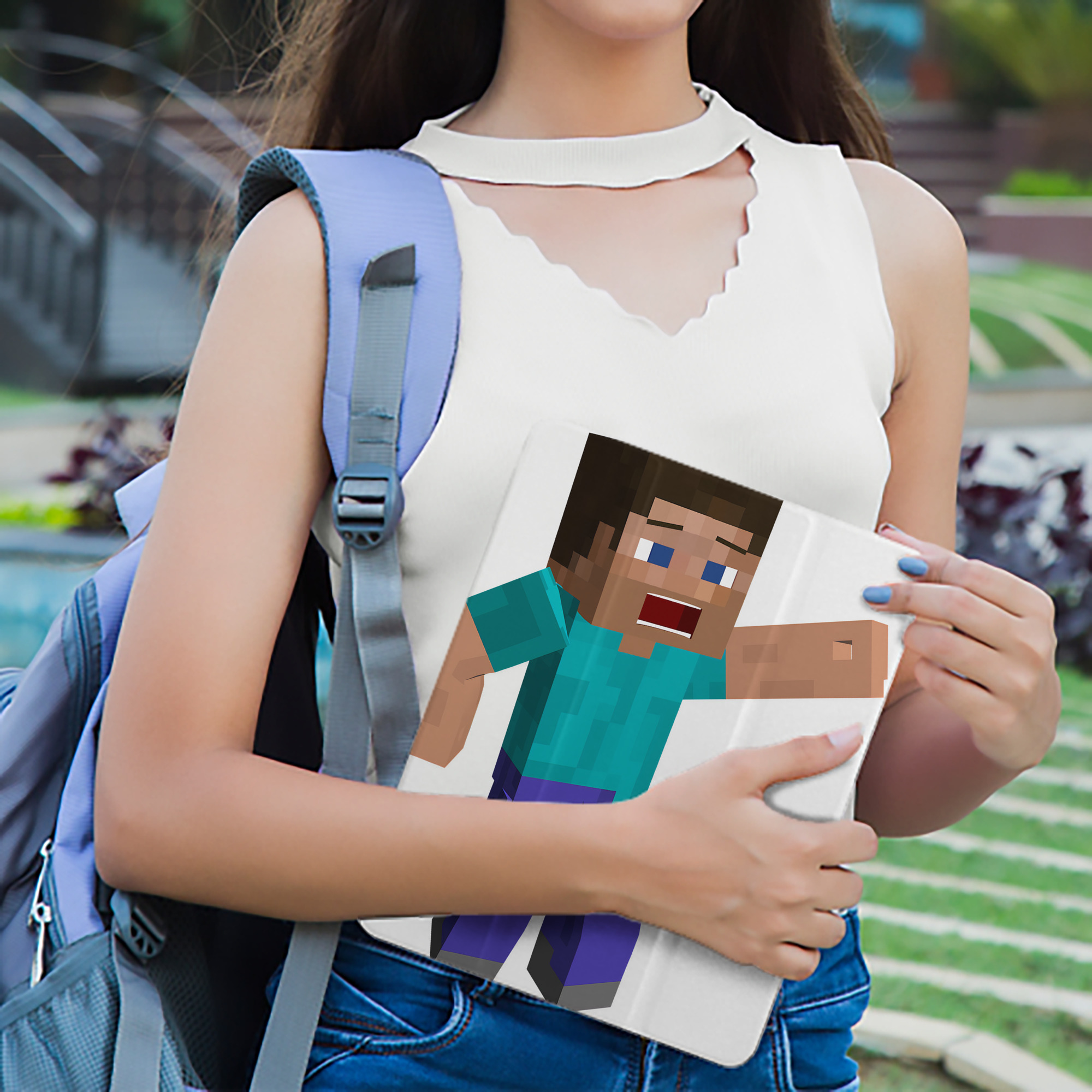 マインクラフト ブロックの世界 Minecraft MC Block world IPad ケース ペン収納付き 三つ折りスタンド PUレザー×シリコン 対応機種9.5/10.5/10.9インチ