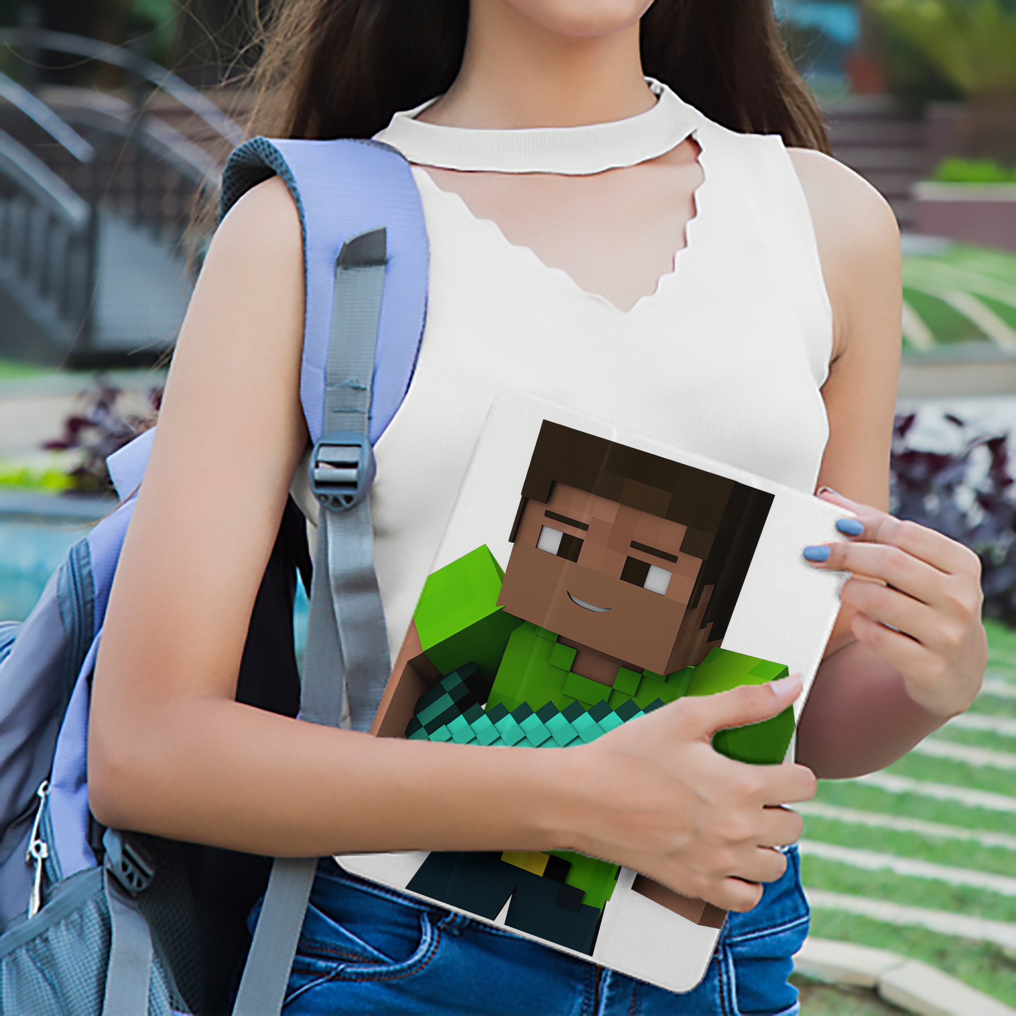 マインクラフト ブロックの世界 Minecraft MC Block world IPad ケース ペン収納付き 三つ折りスタンド PUレザー×シリコン 対応機種9.5/10.5/10.9インチ