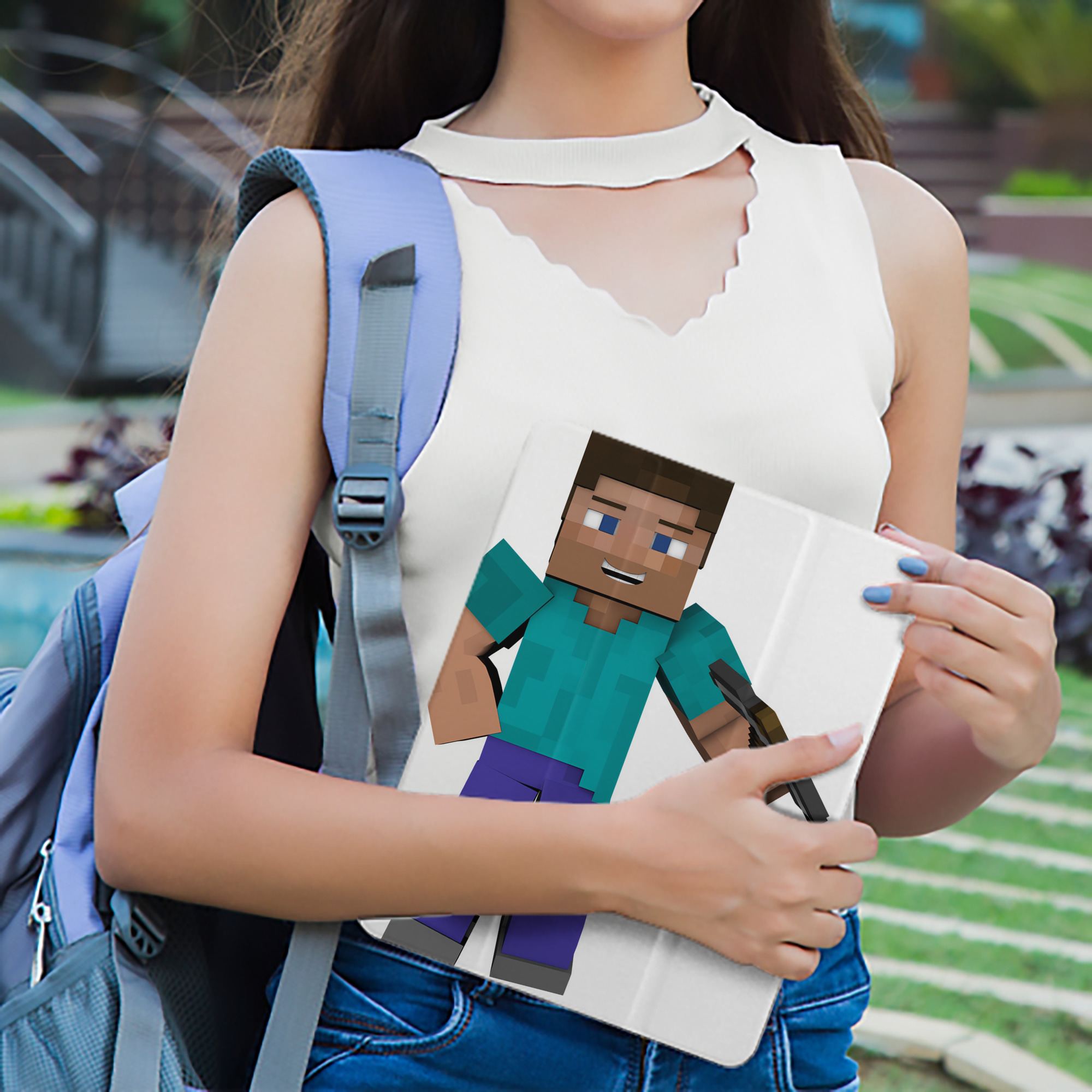 マインクラフト ブロックの世界 Minecraft MC Block world IPad ケース ペン収納付き 三つ折りスタンド PUレザー×シリコン 対応機種9.5/10.5/10.9インチ