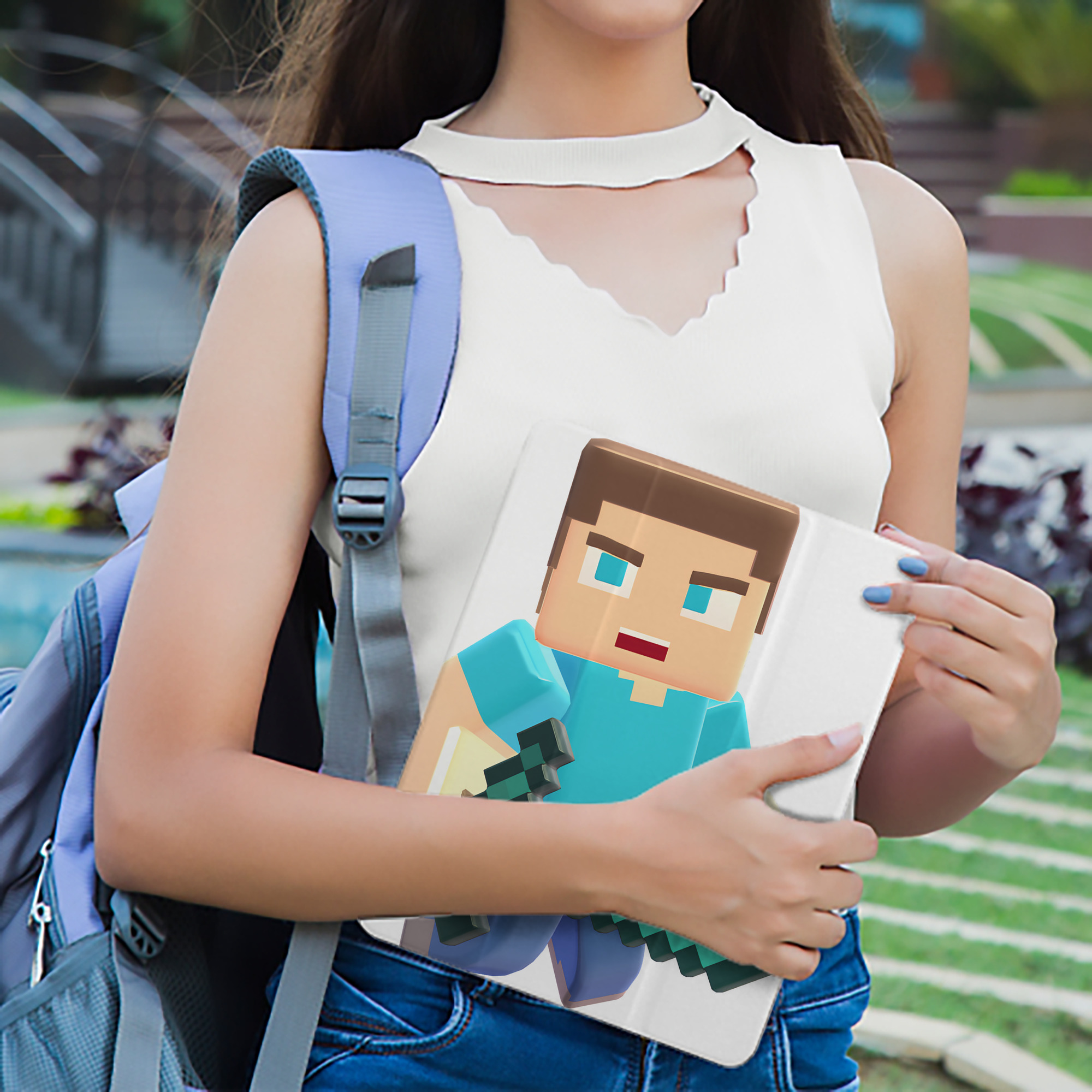 マインクラフト ブロックの世界 Minecraft MC Block world IPad ケース ペン収納付き 三つ折りスタンド PUレザー×シリコン 対応機種9.5/10.5/10.9インチ