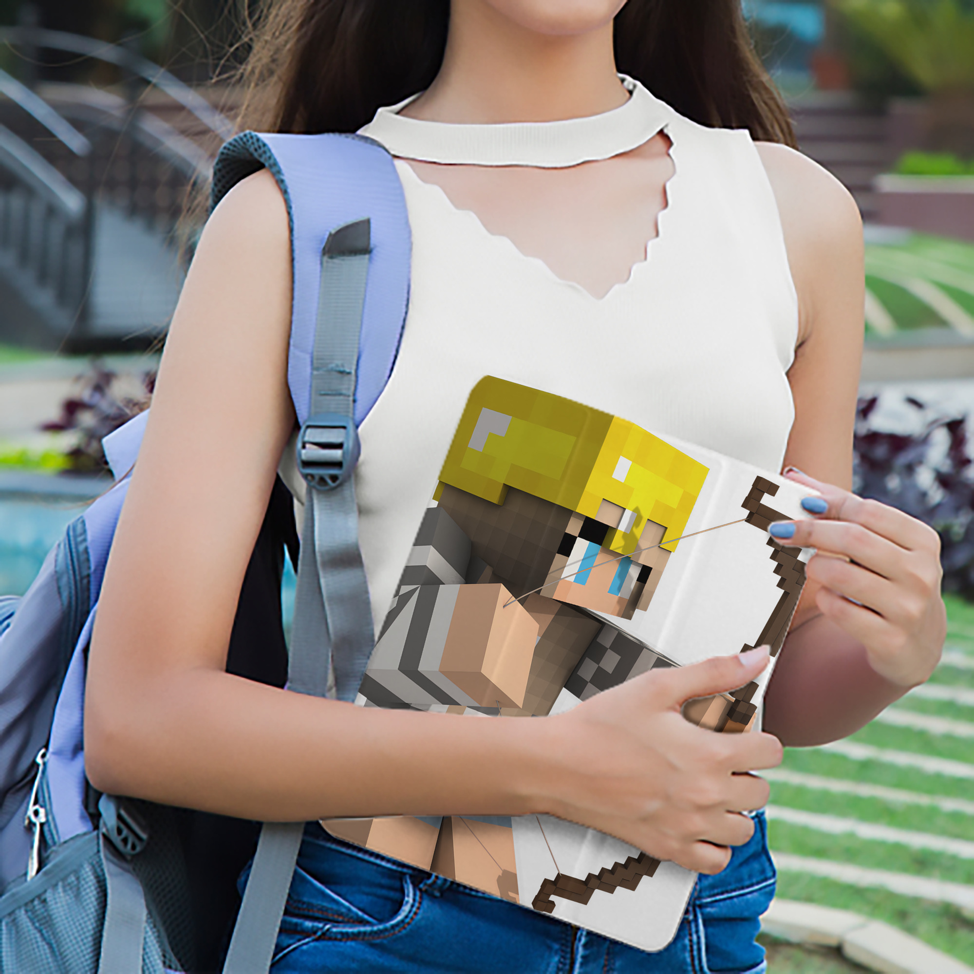 マインクラフト ブロックの世界 Minecraft MC Block world IPad ケース ペン収納付き 三つ折りスタンド PUレザー×シリコン 対応機種9.5/10.5/10.9インチ