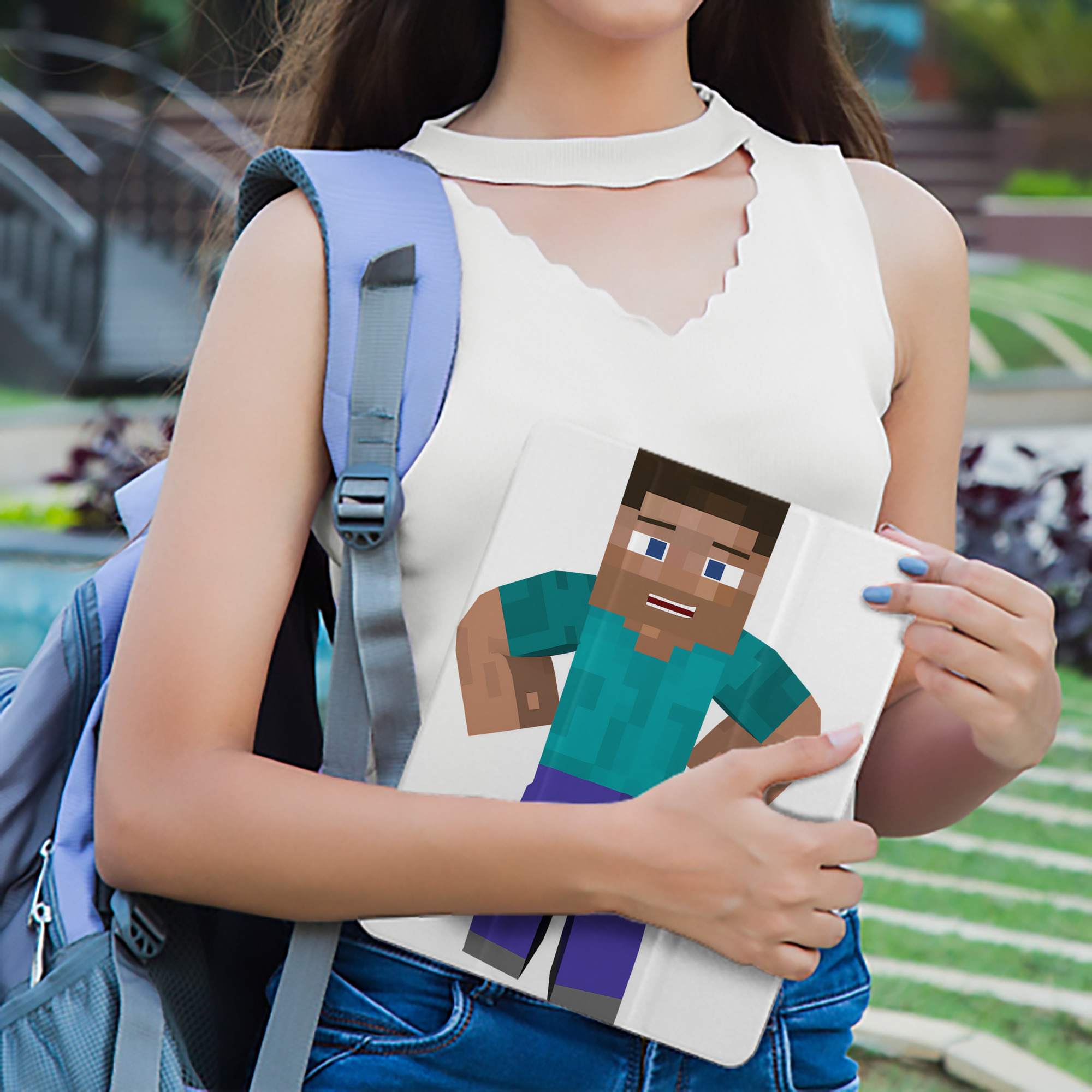 マインクラフト ブロックの世界 Minecraft MC Block world IPad ケース ペン収納付き 三つ折りスタンド PUレザー×シリコン 対応機種9.5/10.5/10.9インチ