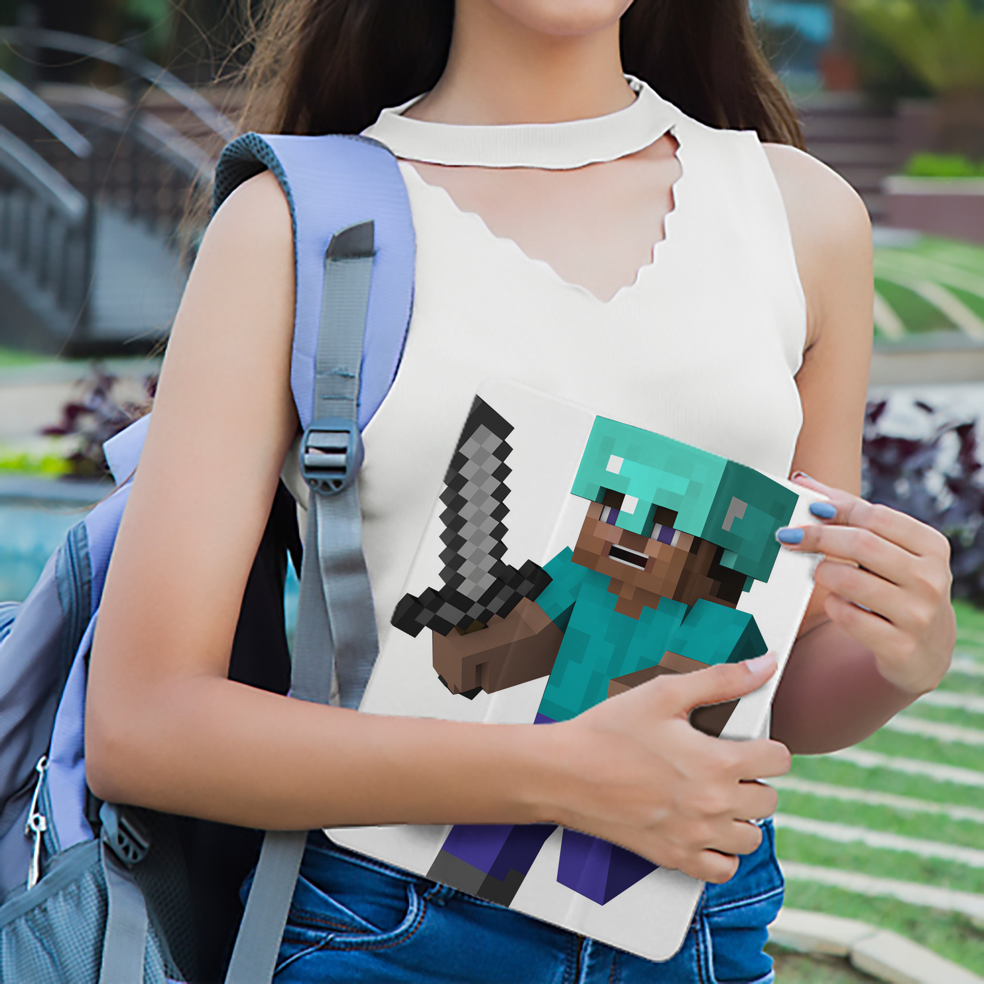 マインクラフト ブロックの世界 Minecraft MC Block world IPad ケース ペン収納付き 三つ折りスタンド PUレザー×シリコン 対応機種9.5/10.5/10.9インチ
