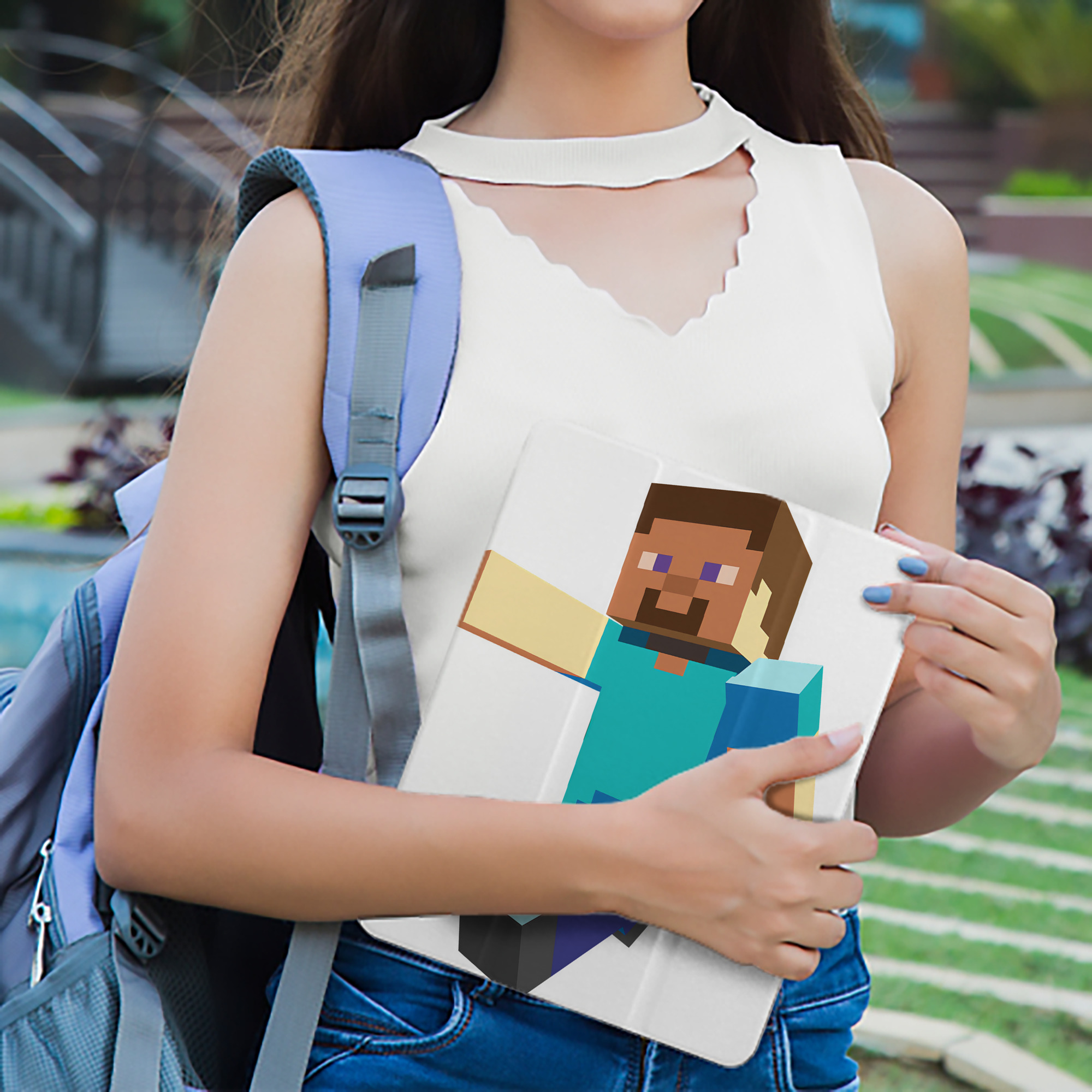 マインクラフト ブロックの世界 Minecraft MC Block world IPad ケース ペン収納付き 三つ折りスタンド PUレザー×シリコン 対応機種9.5/10.5/10.9インチ