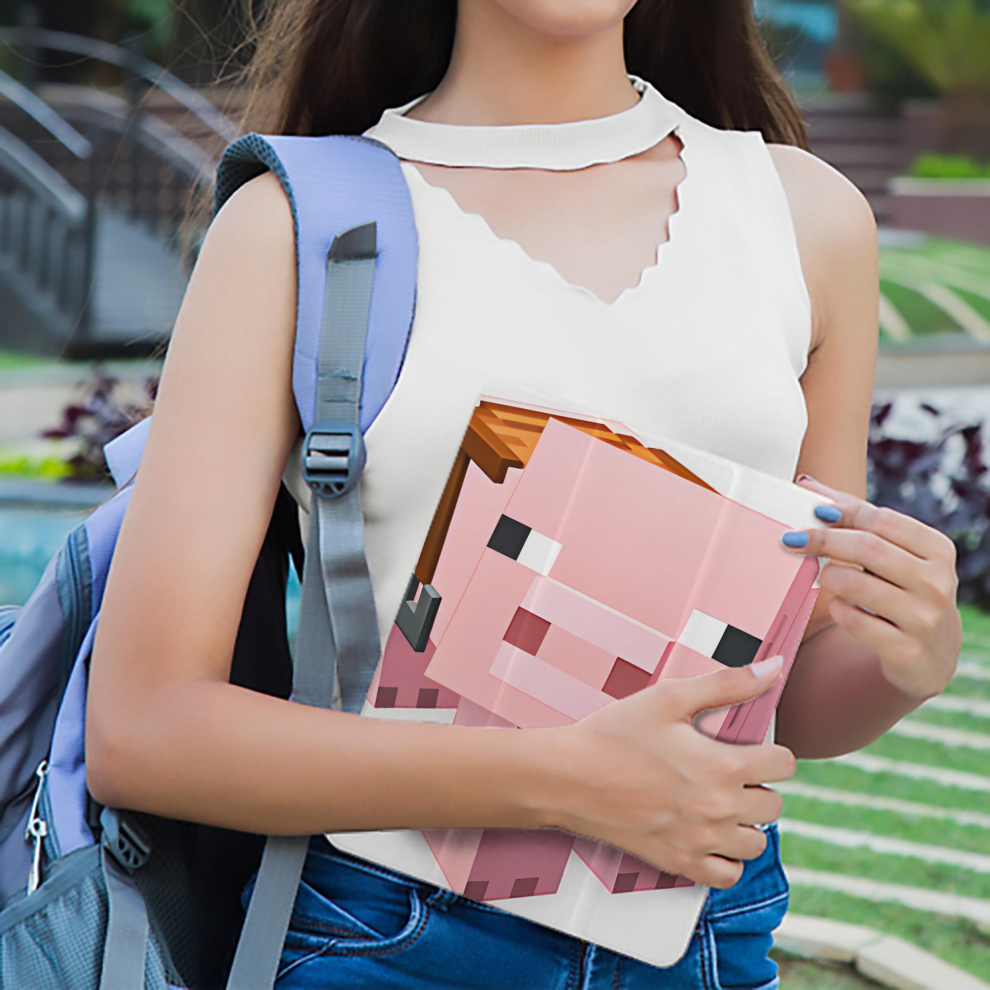 マインクラフト ブロックの世界 Minecraft MC Block world IPad ケース ペン収納付き 三つ折りスタンド PUレザー×シリコン 対応機種9.5/10.5/10.9インチ