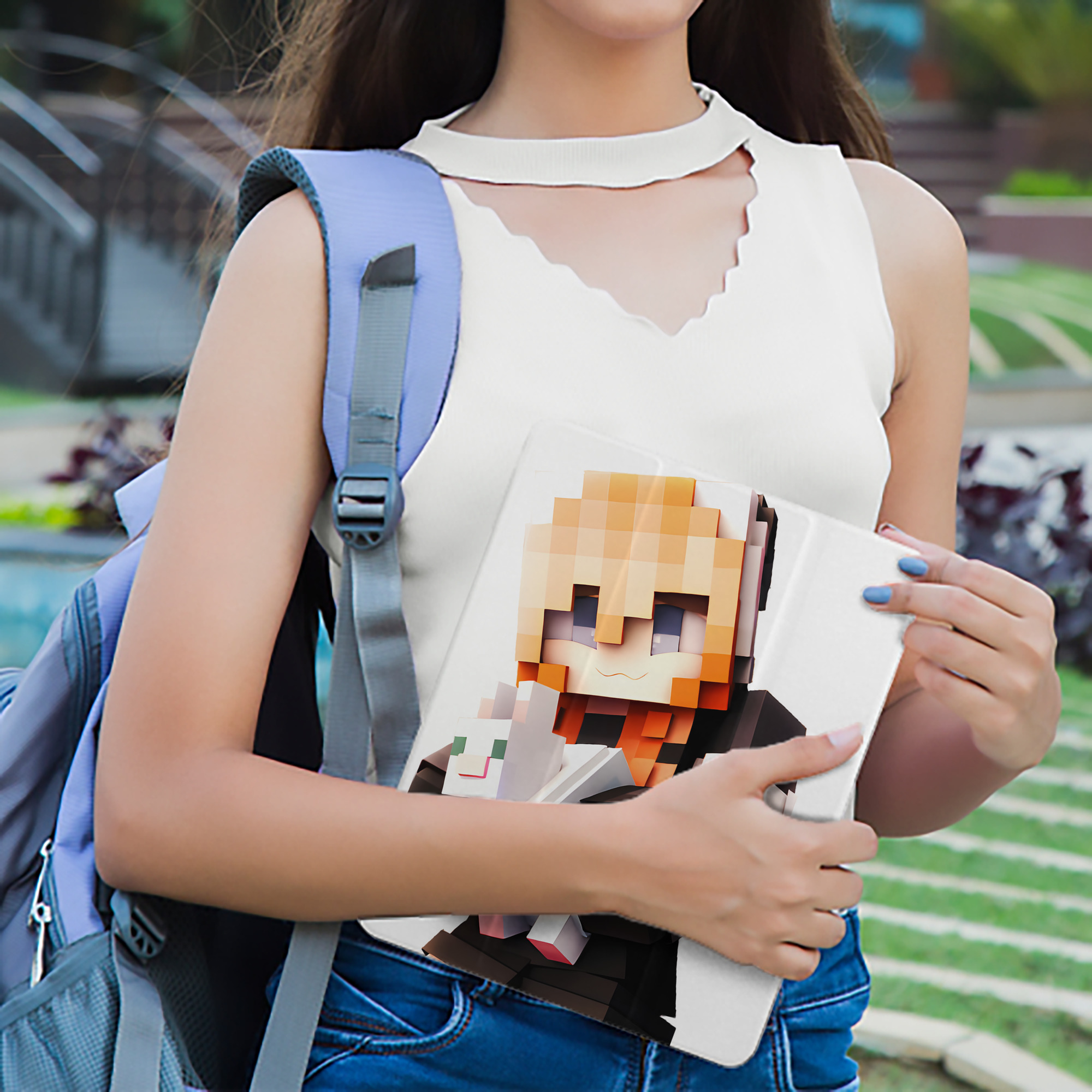 マインクラフト ブロックの世界 Minecraft MC Block world IPad ケース ペン収納付き 三つ折りスタンド PUレザー×シリコン 対応機種9.5/10.5/10.9インチ