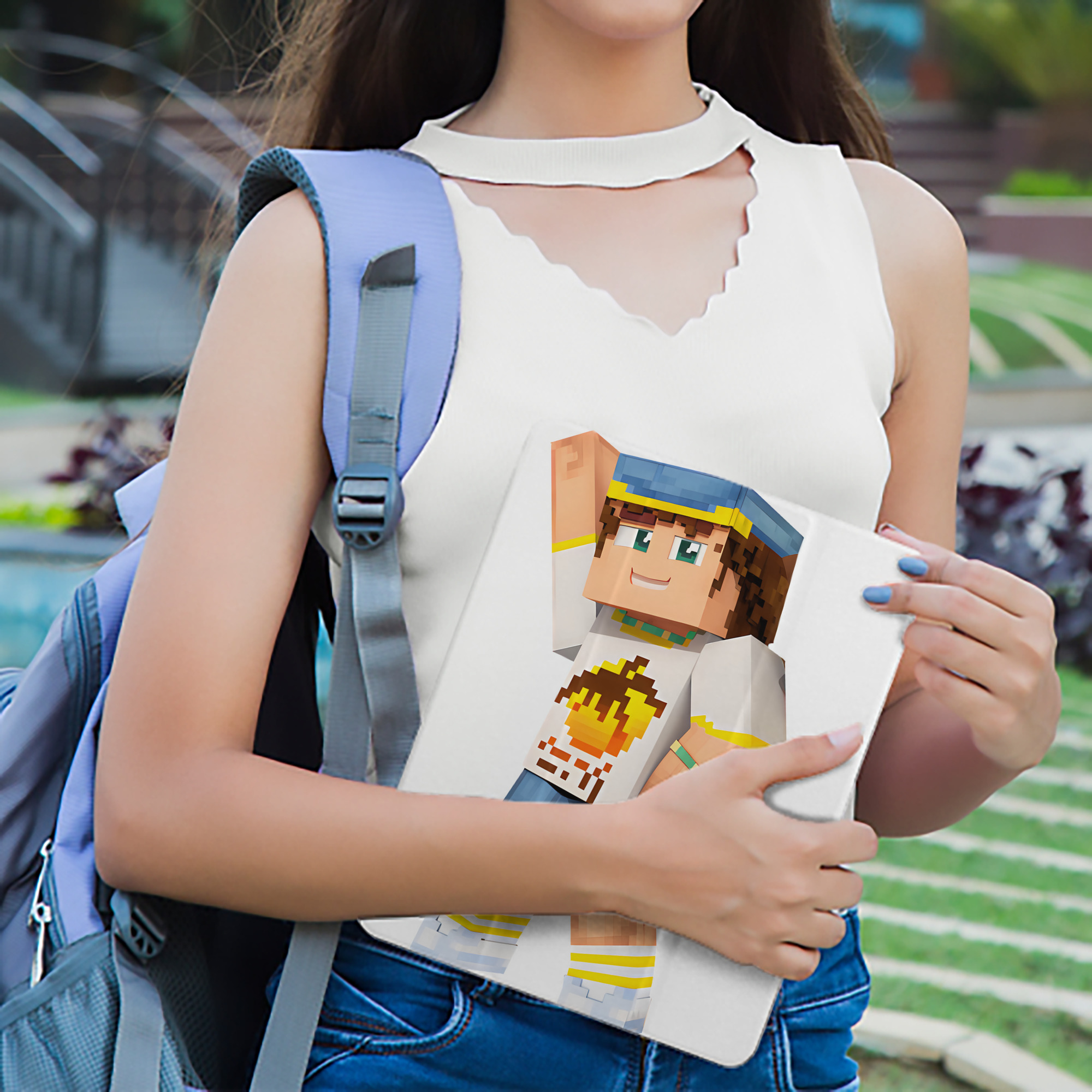 マインクラフト ブロックの世界 Minecraft MC Block world IPad ケース ペン収納付き 三つ折りスタンド PUレザー×シリコン 対応機種9.5/10.5/10.9インチ