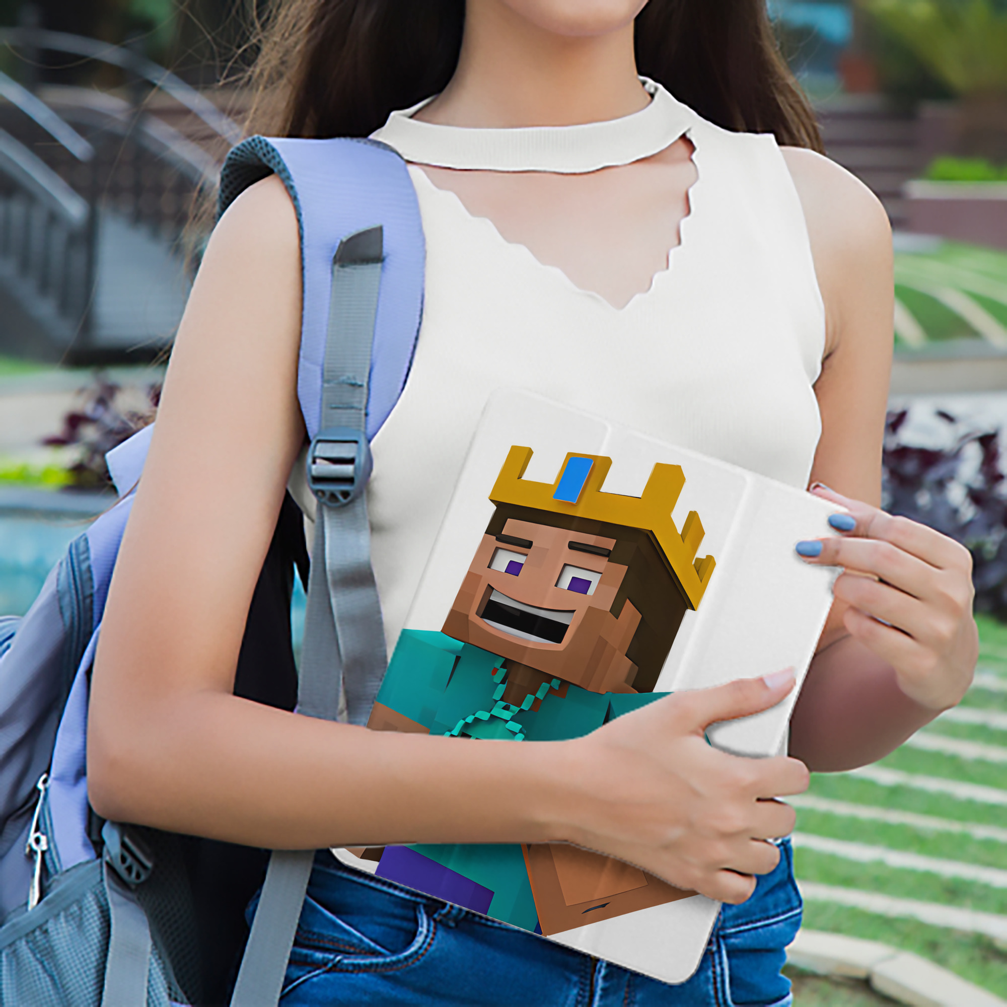 マインクラフト ブロックの世界 Minecraft MC Block world IPad ケース ペン収納付き 三つ折りスタンド PUレザー×シリコン 対応機種9.5/10.5/10.9インチ