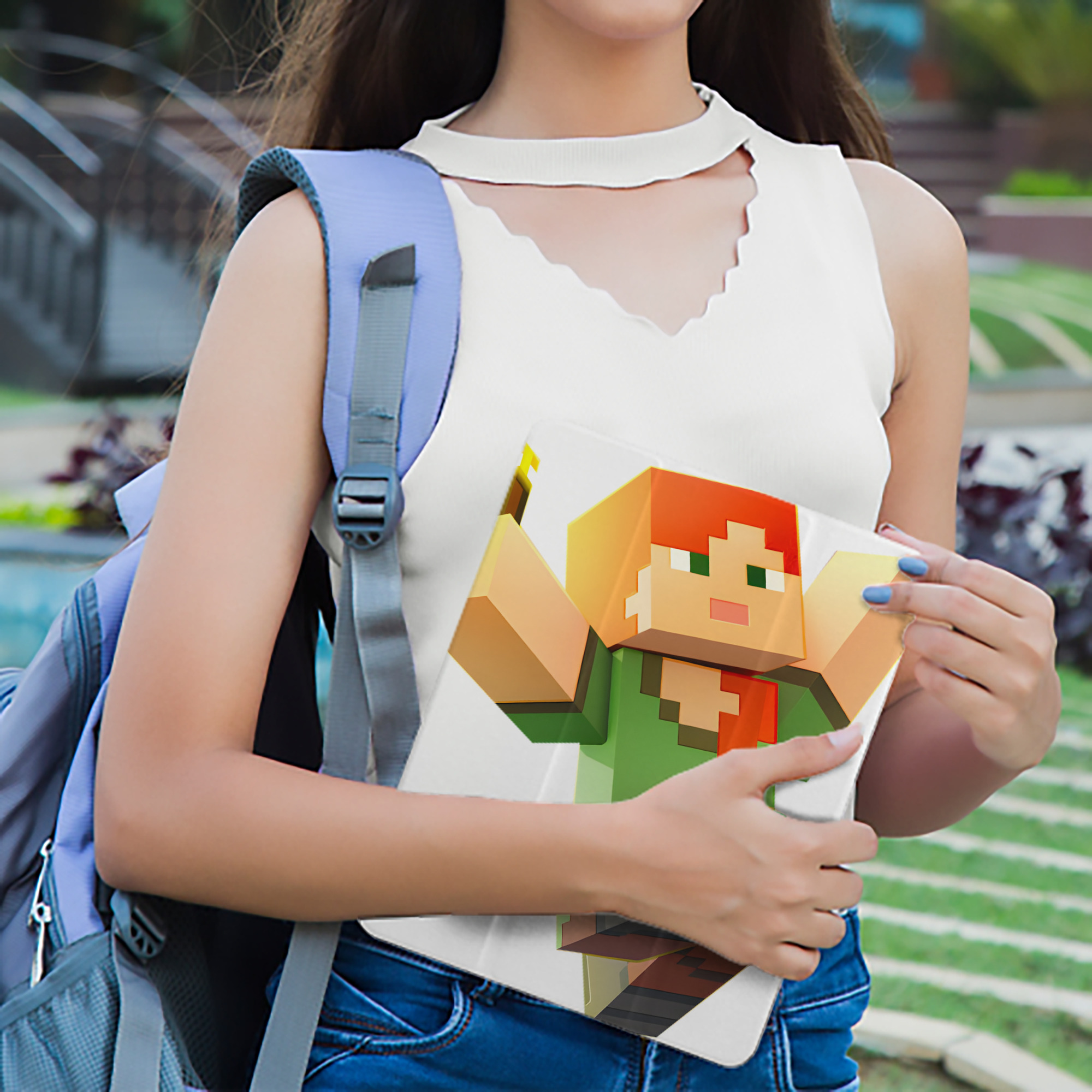 マインクラフト ブロックの世界 Minecraft MC Block world IPad ケース ペン収納付き 三つ折りスタンド PUレザー×シリコン 対応機種9.5/10.5/10.9インチ