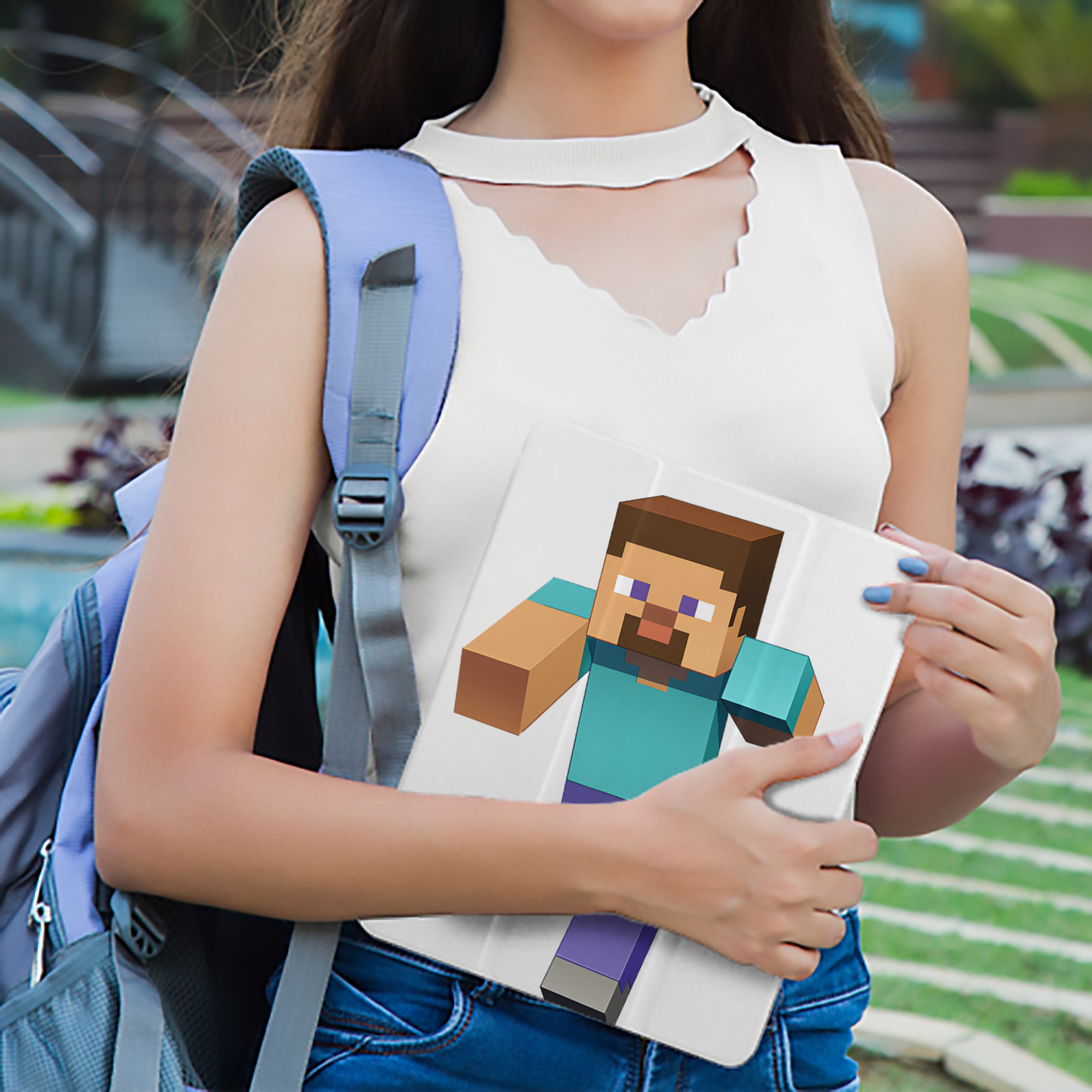 マインクラフト ブロックの世界 Minecraft MC Block world IPad ケース ペン収納付き 三つ折りスタンド PUレザー×シリコン 対応機種9.5/10.5/10.9インチ