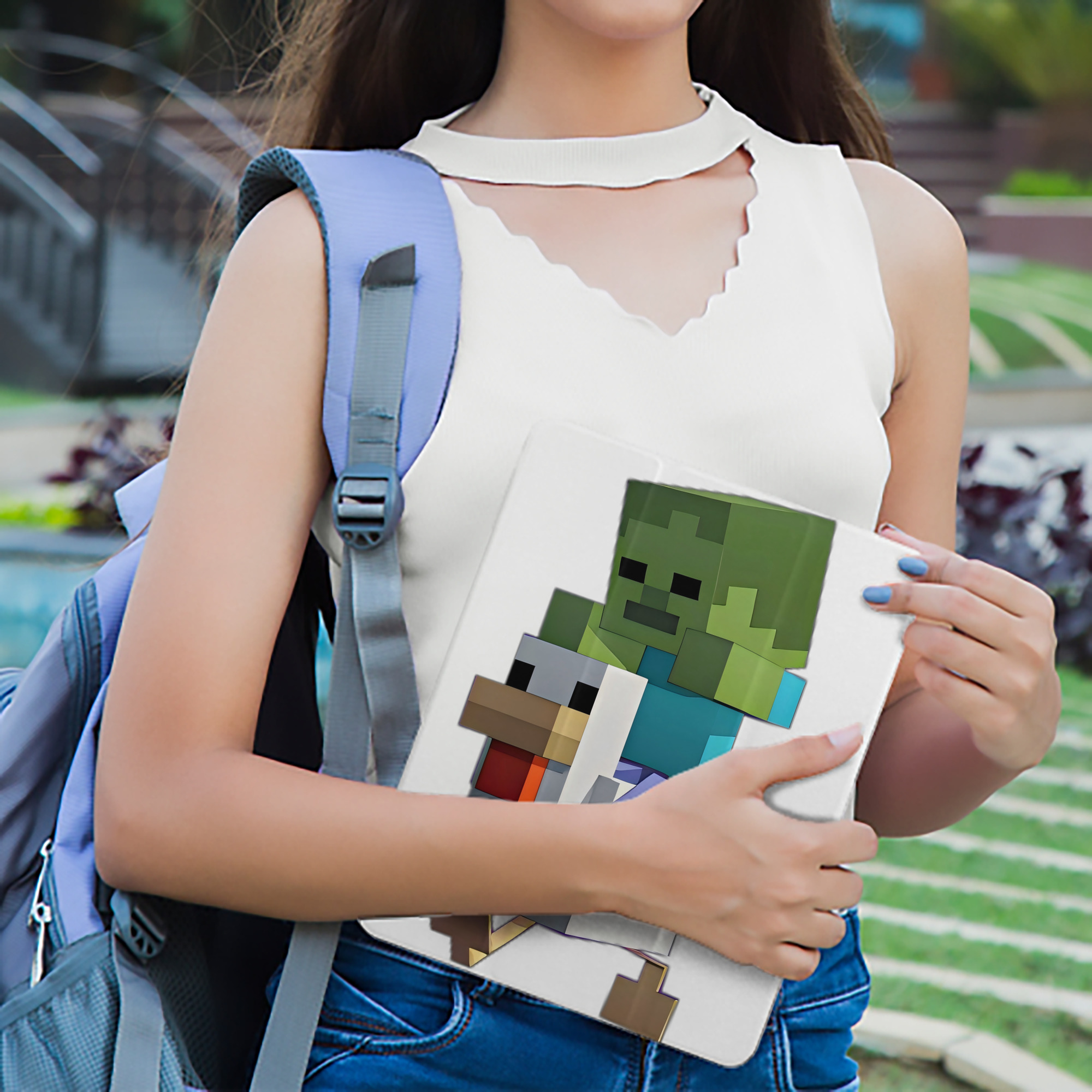 マインクラフト ブロックの世界 Minecraft MC Block world IPad ケース ペン収納付き 三つ折りスタンド PUレザー×シリコン 対応機種9.5/10.5/10.9インチ