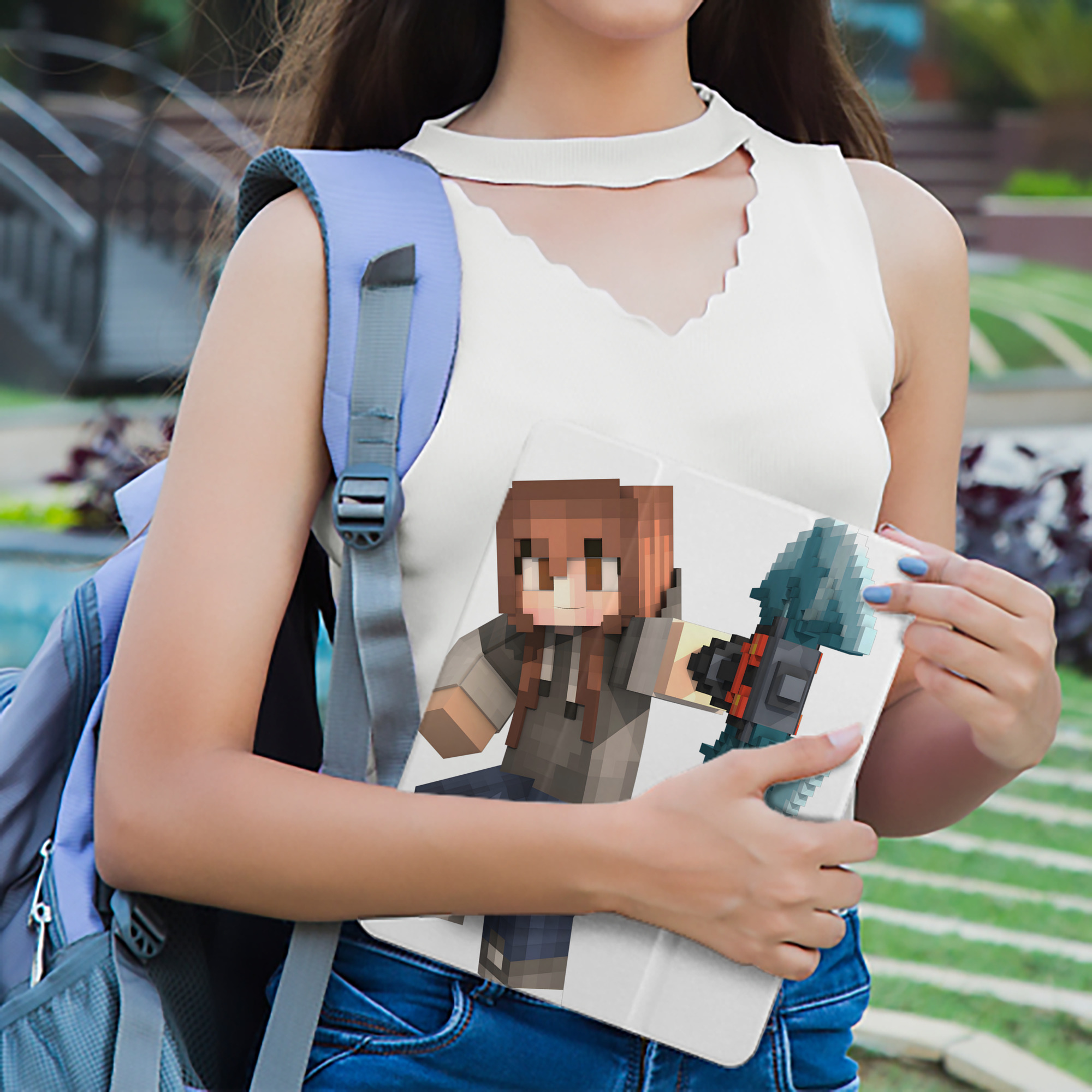 マインクラフト ブロックの世界 Minecraft MC Block world IPad ケース ペン収納付き 三つ折りスタンド PUレザー×シリコン 対応機種9.5/10.5/10.9インチ
