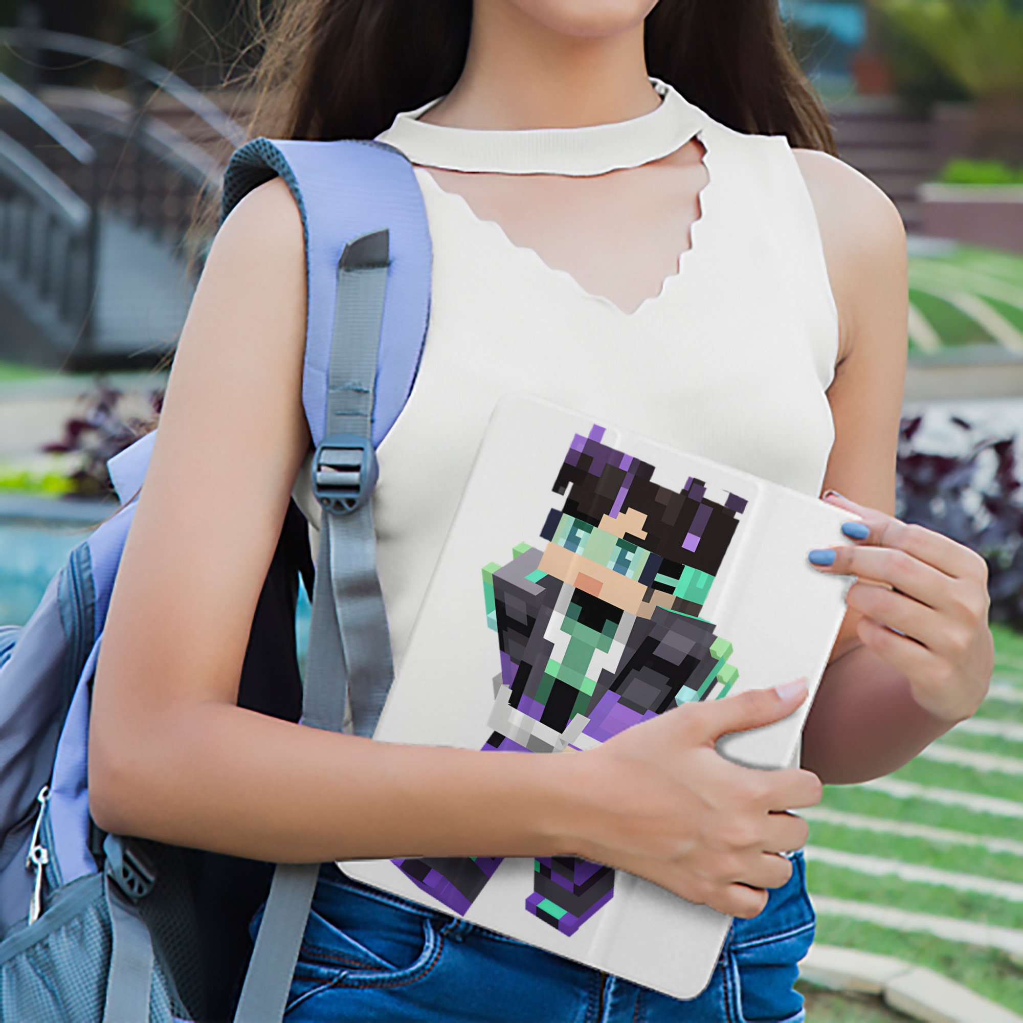 マインクラフト ブロックの世界 Minecraft MC Block world IPad ケース ペン収納付き 三つ折りスタンド PUレザー×シリコン 対応機種9.5/10.5/10.9インチ