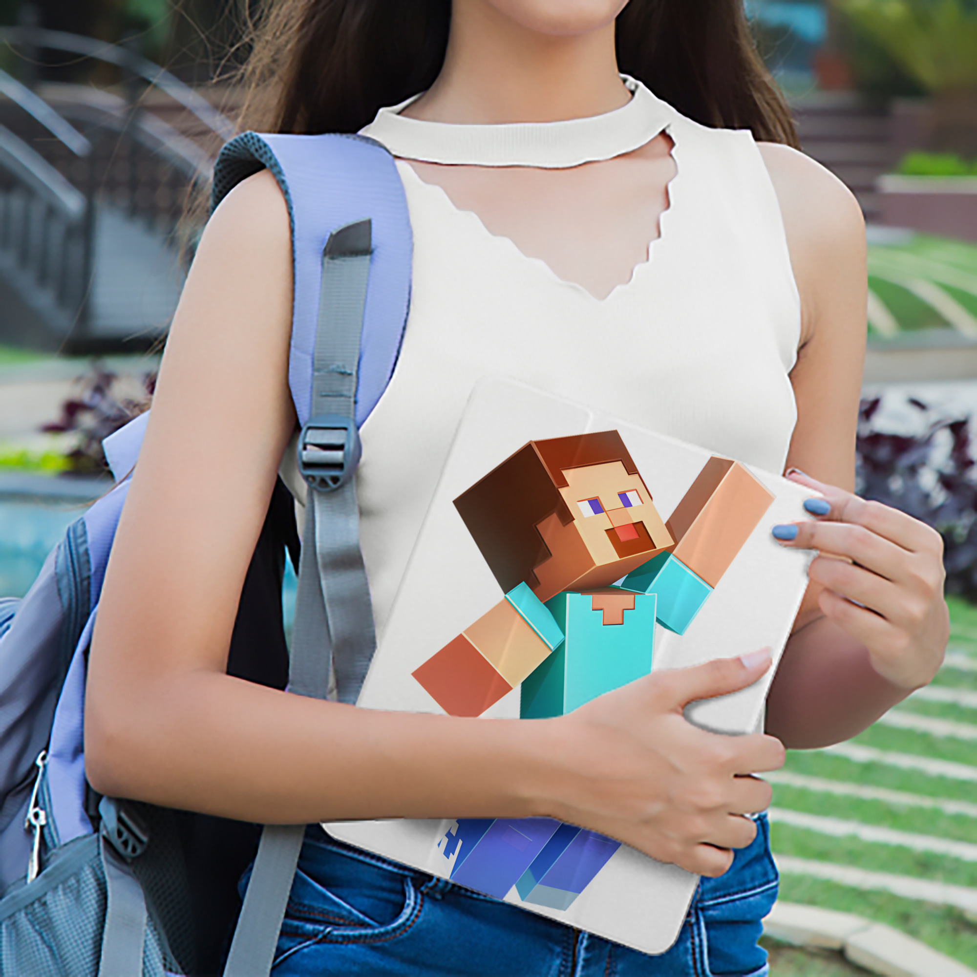 マインクラフト ブロックの世界 Minecraft MC Block world IPad ケース ペン収納付き 三つ折りスタンド PUレザー×シリコン 対応機種9.5/10.5/10.9インチ