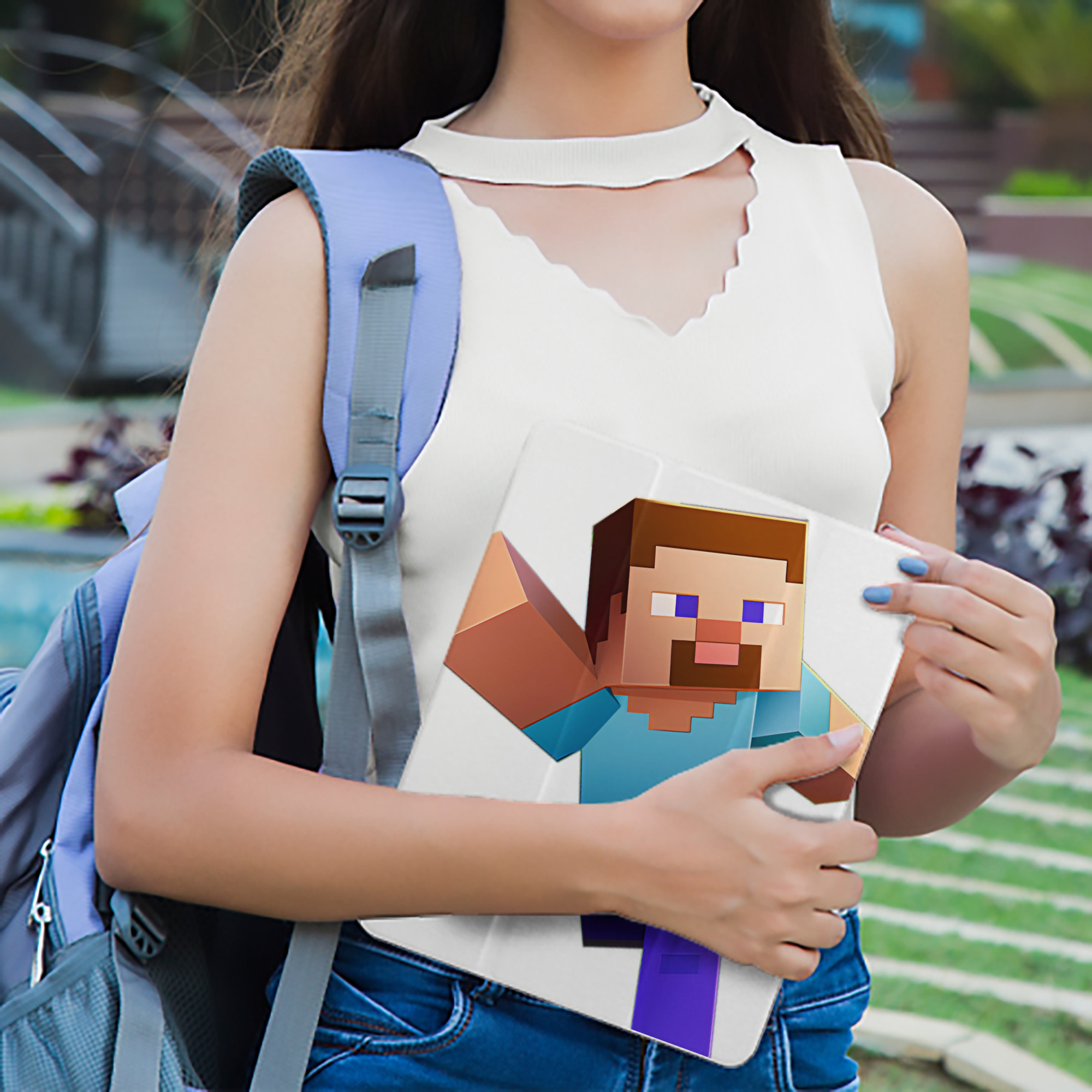 マインクラフト ブロックの世界 Minecraft MC Block world IPad ケース ペン収納付き 三つ折りスタンド PUレザー×シリコン 対応機種9.5/10.5/10.9インチ