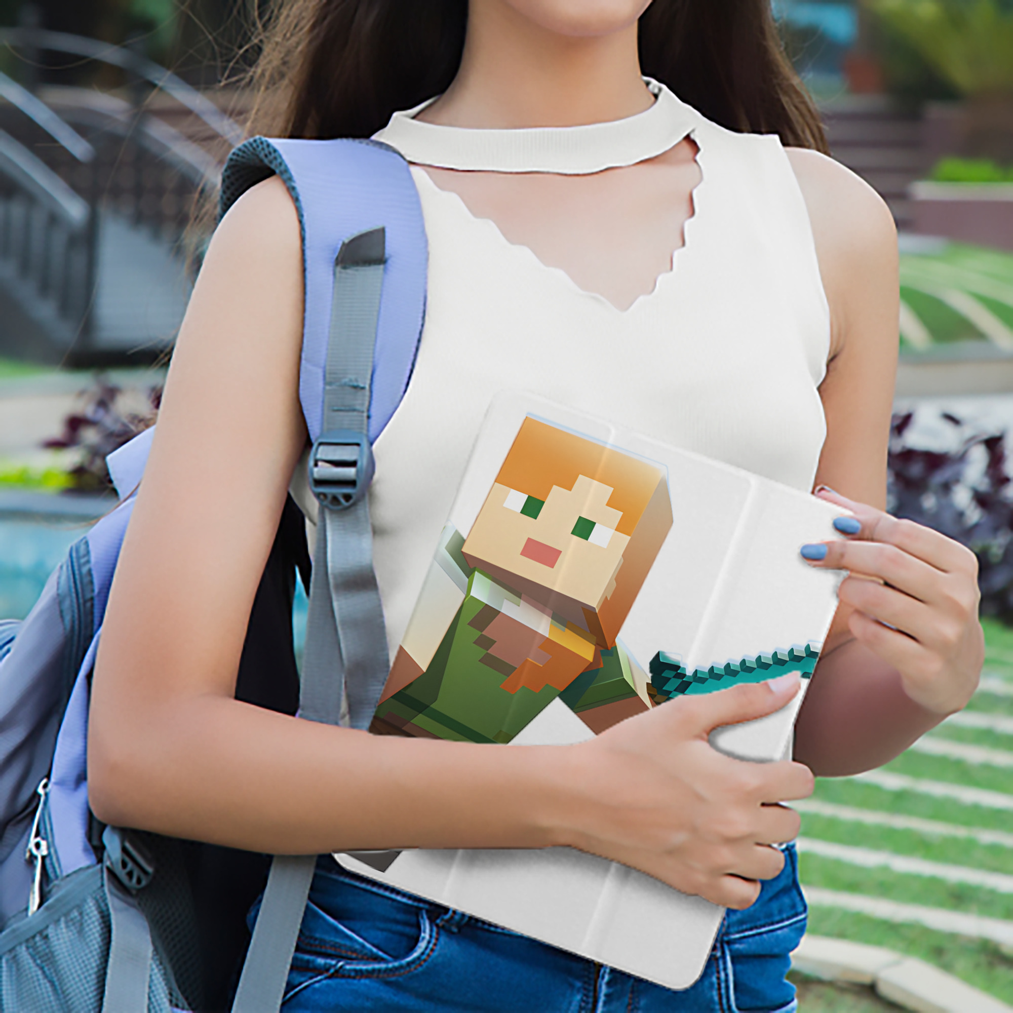 マインクラフト ブロックの世界 Minecraft MC Block world IPad ケース ペン収納付き 三つ折りスタンド PUレザー×シリコン 対応機種9.5/10.5/10.9インチ