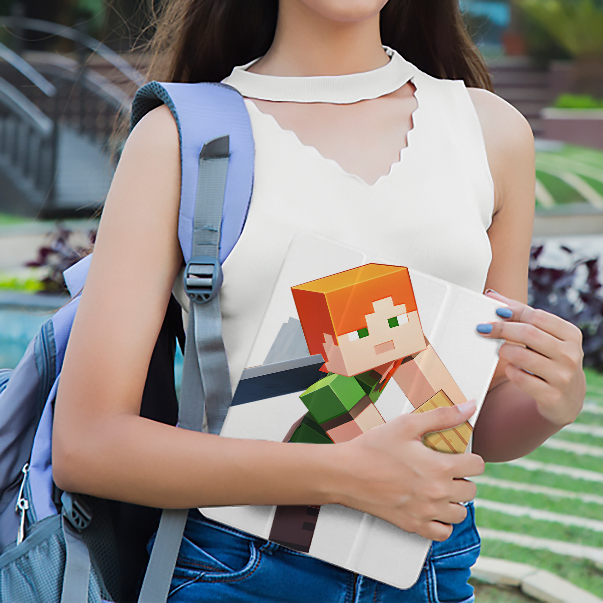 マインクラフト ブロックの世界 Minecraft MC Block world IPad ケース ペン収納付き 三つ折りスタンド PUレザー×シリコン 対応機種9.5/10.5/10.9インチ