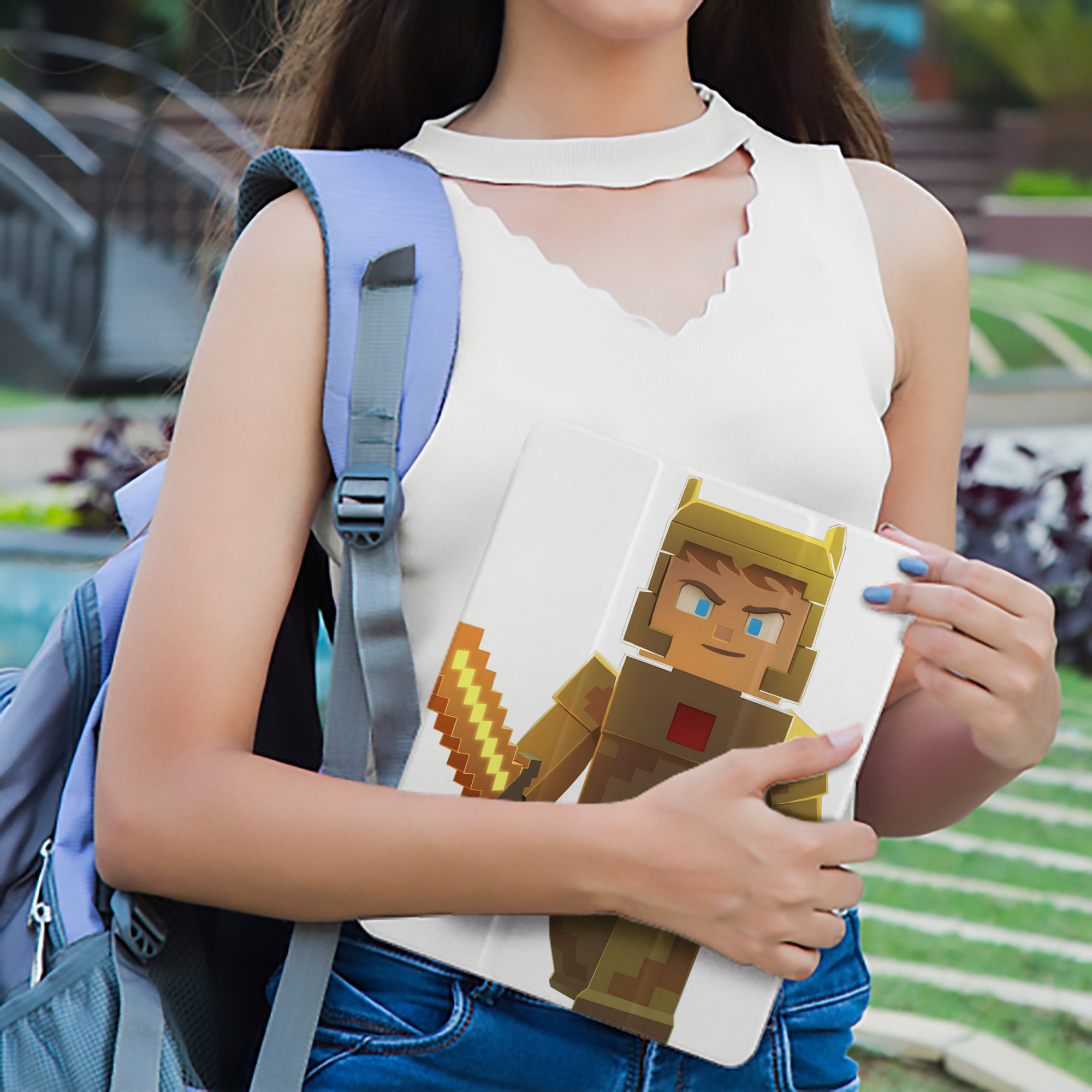 マインクラフト ブロックの世界 Minecraft MC Block world IPad ケース ペン収納付き 三つ折りスタンド PUレザー×シリコン 対応機種9.5/10.5/10.9インチ
