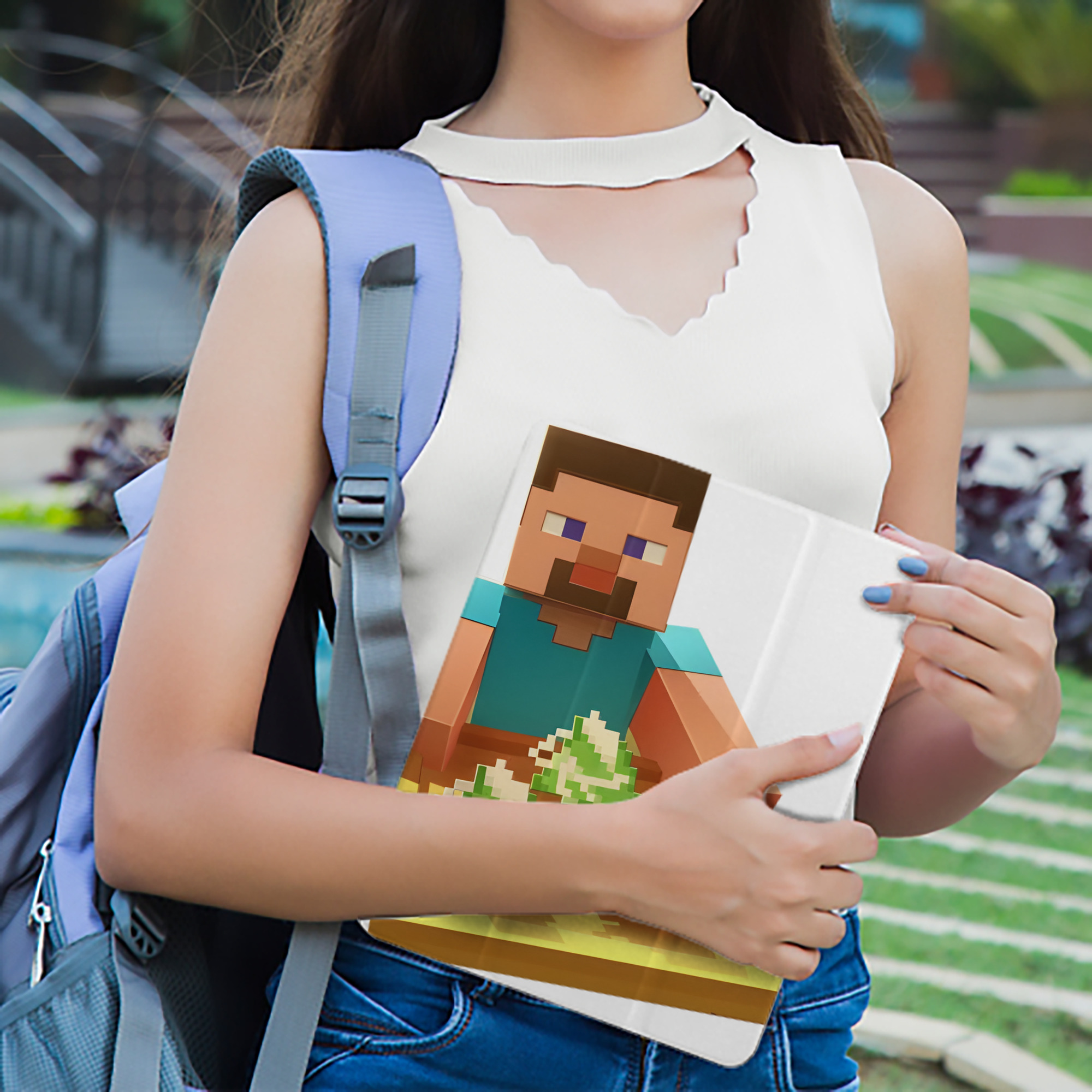 マインクラフト ブロックの世界 Minecraft MC Block world IPad ケース ペン収納付き 三つ折りスタンド PUレザー×シリコン 対応機種9.5/10.5/10.9インチ