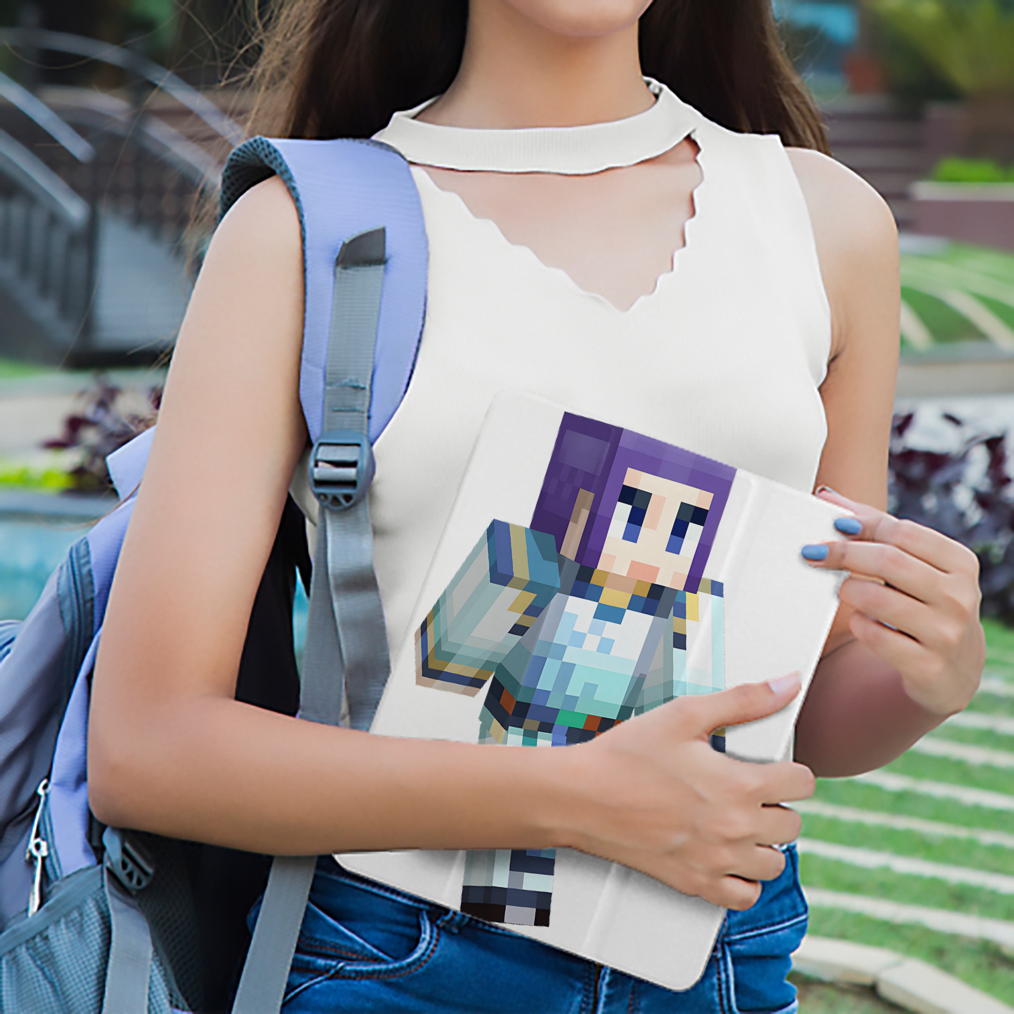 マインクラフト ブロックの世界 Minecraft MC Block world IPad ケース ペン収納付き 三つ折りスタンド PUレザー×シリコン 対応機種9.5/10.5/10.9インチ